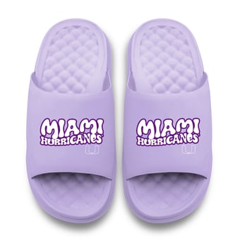 Unisex ISlide Lavender Miami Hurricanes Bubble Letters Motive Slide Sandals