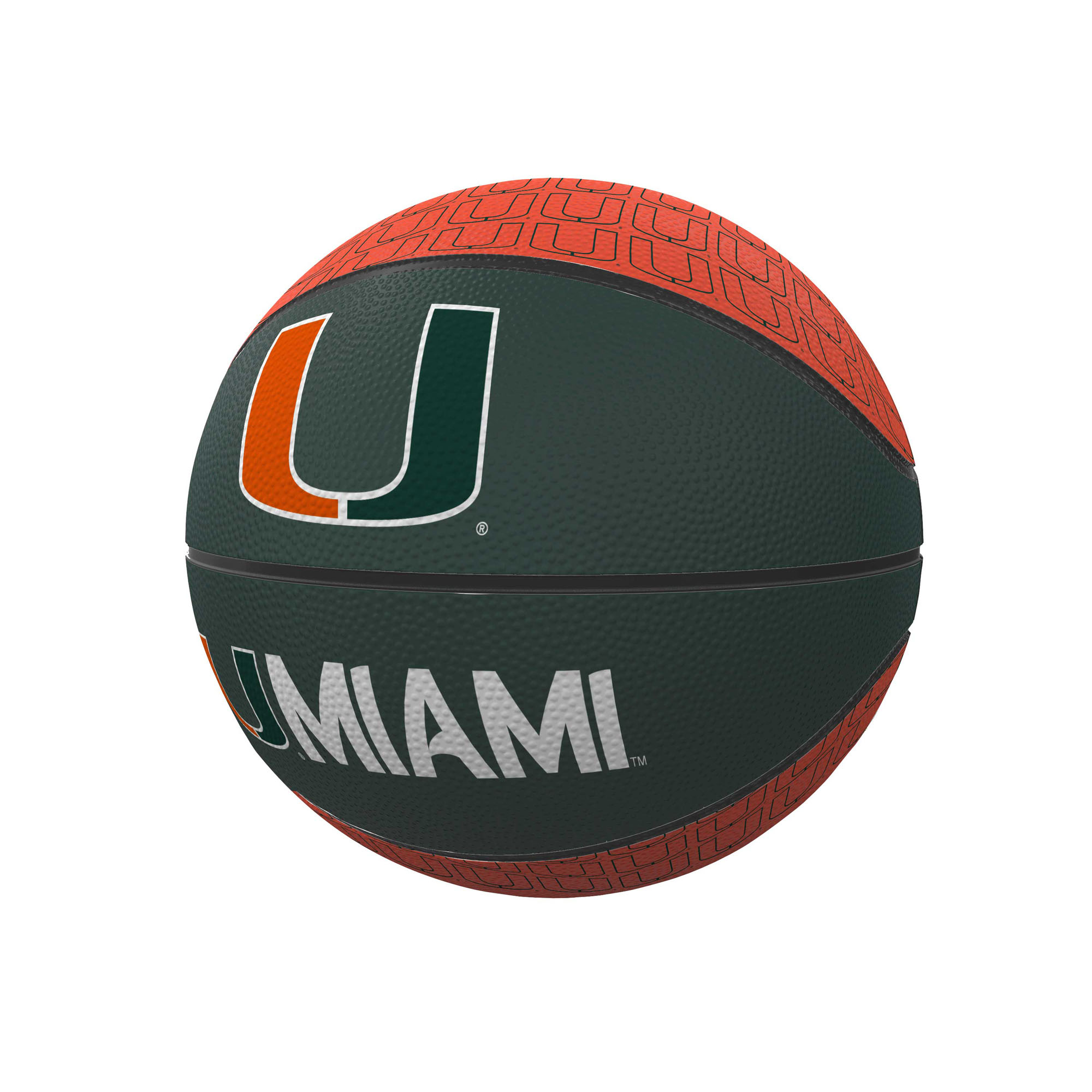 Logo Brands Miami Hurricanes Repeating Logo Mini-Size Rubber Basketball