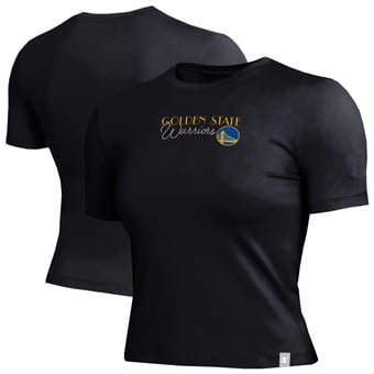 Women's Champion Black Golden State Warriors Soft Touch Fitted Cropped T-Shirt