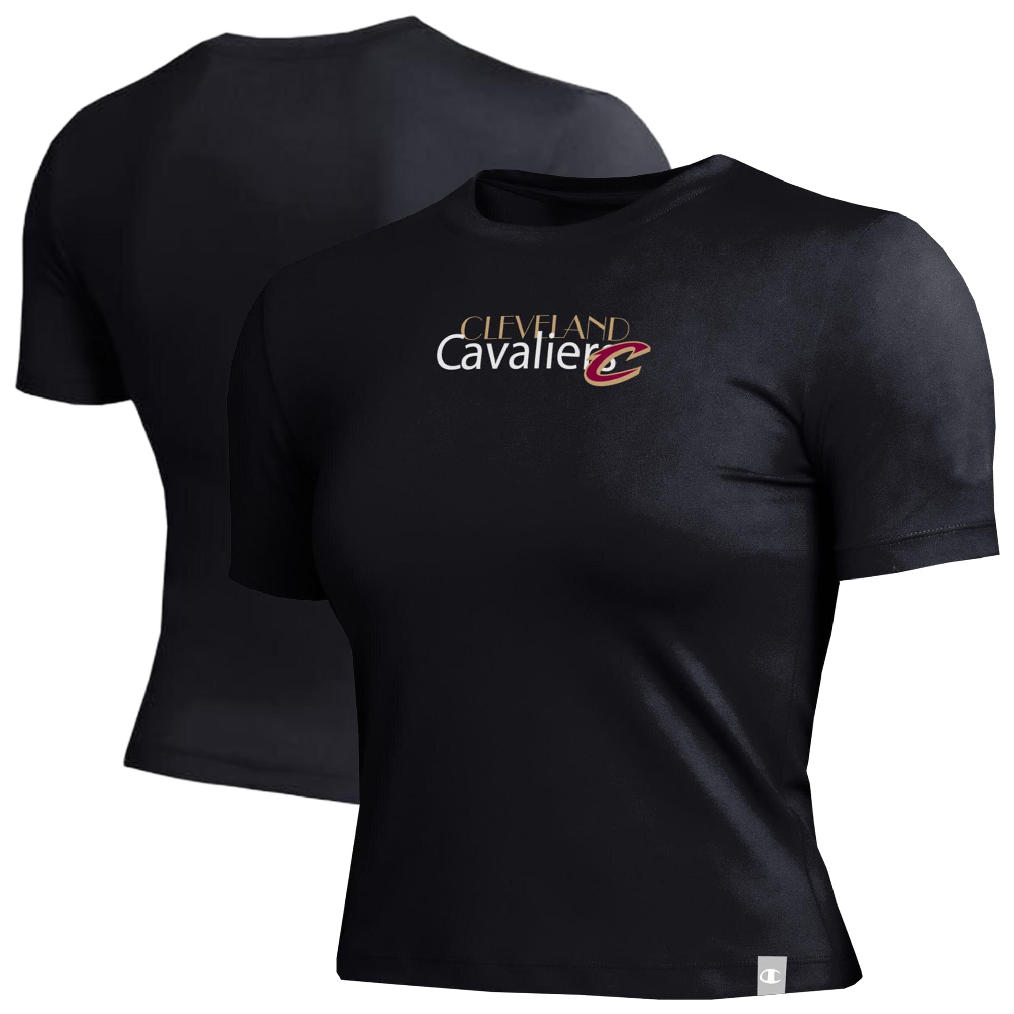 Women's Champion Black Cleveland Cavaliers Soft Touch Fitted Cropped T-Shirt