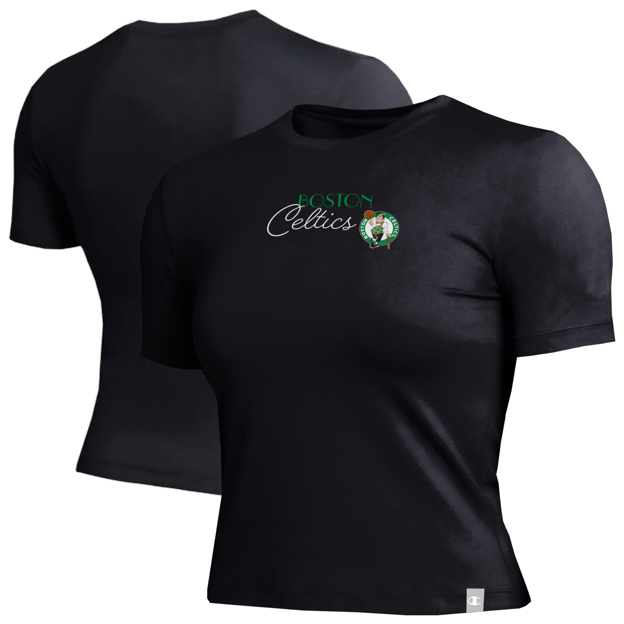Champion Women's Black Boston Celtics Soft Touch Fitted Cropped T-Shirt - Black