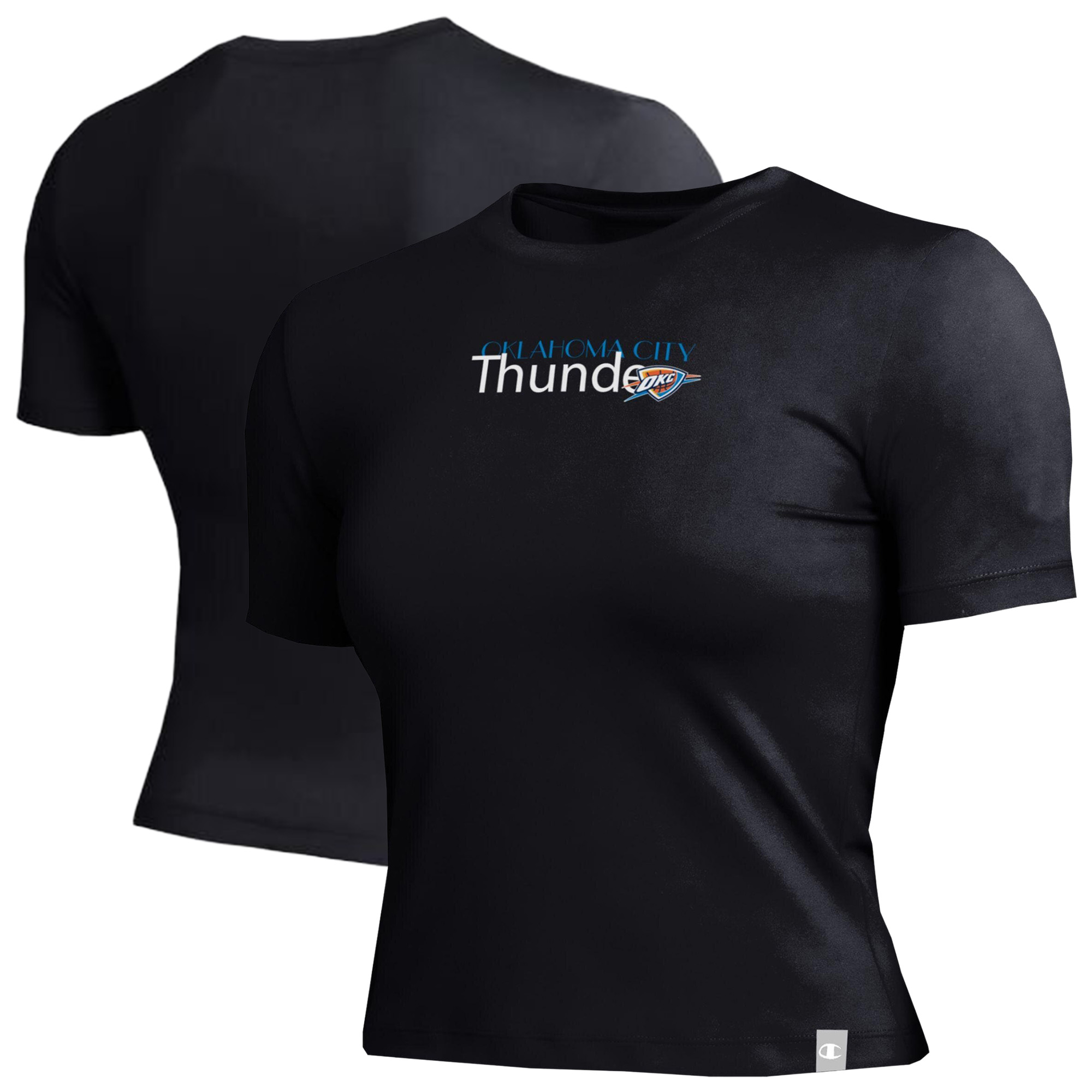 Women's Champion Black Oklahoma City Thunder Soft Touch Fitted Cropped T-Shirt