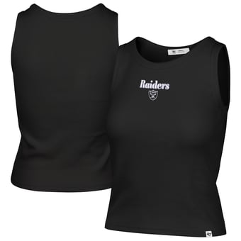 Women's '47  Black Las Vegas Raiders Cropped Straight Cut Ribbed Baby Tank Top