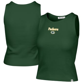 Women's '47  Green Green Bay Packers Cropped Straight Cut Ribbed Baby Tank Top