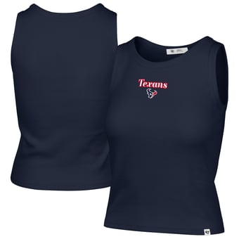 Women's '47  Navy Houston Texans Cropped Straight Cut Ribbed Baby Tank Top
