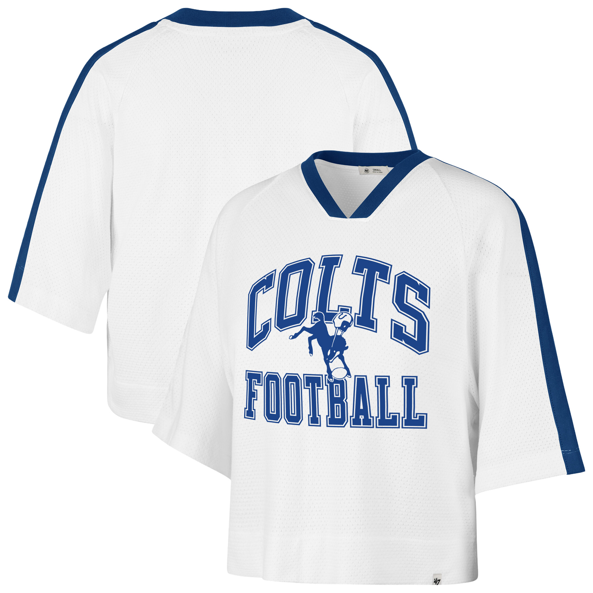 '47 Brand Women's White Indianapolis Colts Big Overarch Drop Needle Raglan V-Neck T-Shirt - White