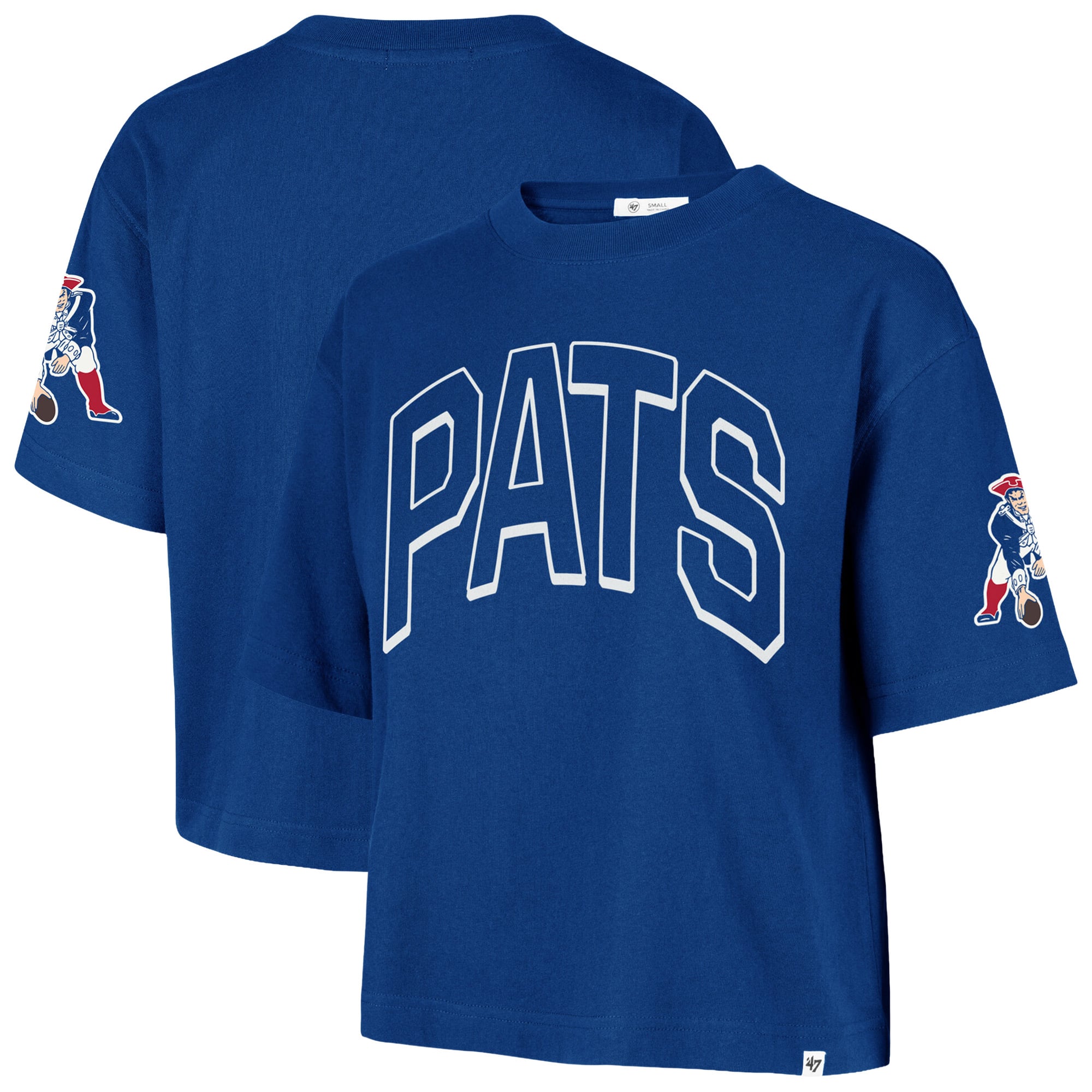 Women's '47 Royal New England Patriots Call Out Reed City T-Shirt