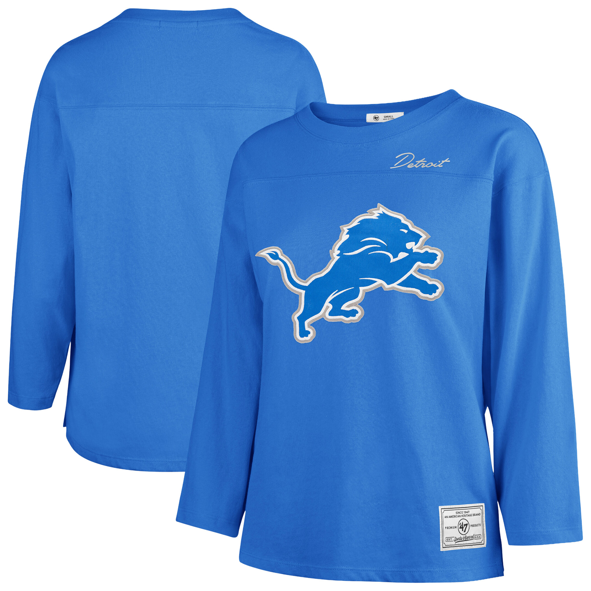 Women's '47 Blue Detroit Lions Game Nod Timeless Long Sleeve T-Shirt