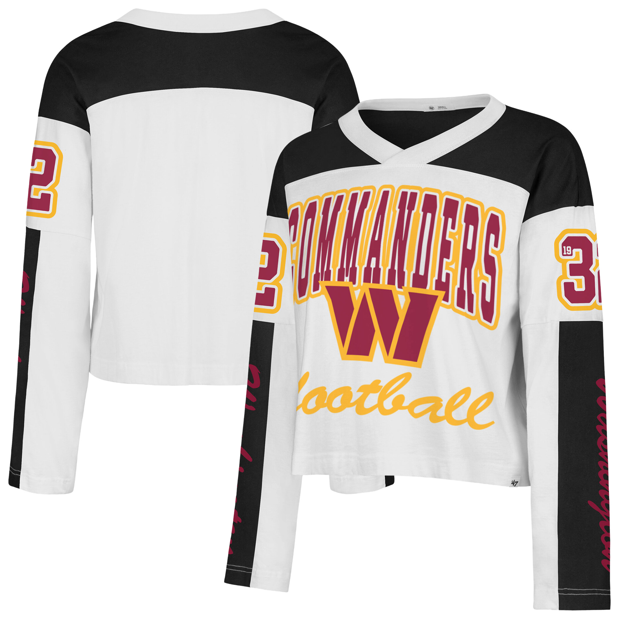 '47 Brand Women's White Washington Commanders Exclamation Metro V-Neck Long-Sleeve Jersey - White