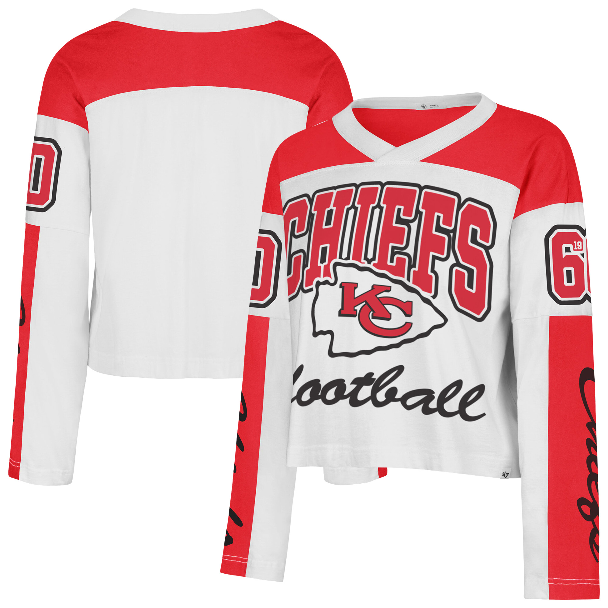 '47 Brand Women's White Kansas City Chiefs Exclamation Metro V-Neck Long-Sleeve Jersey - White