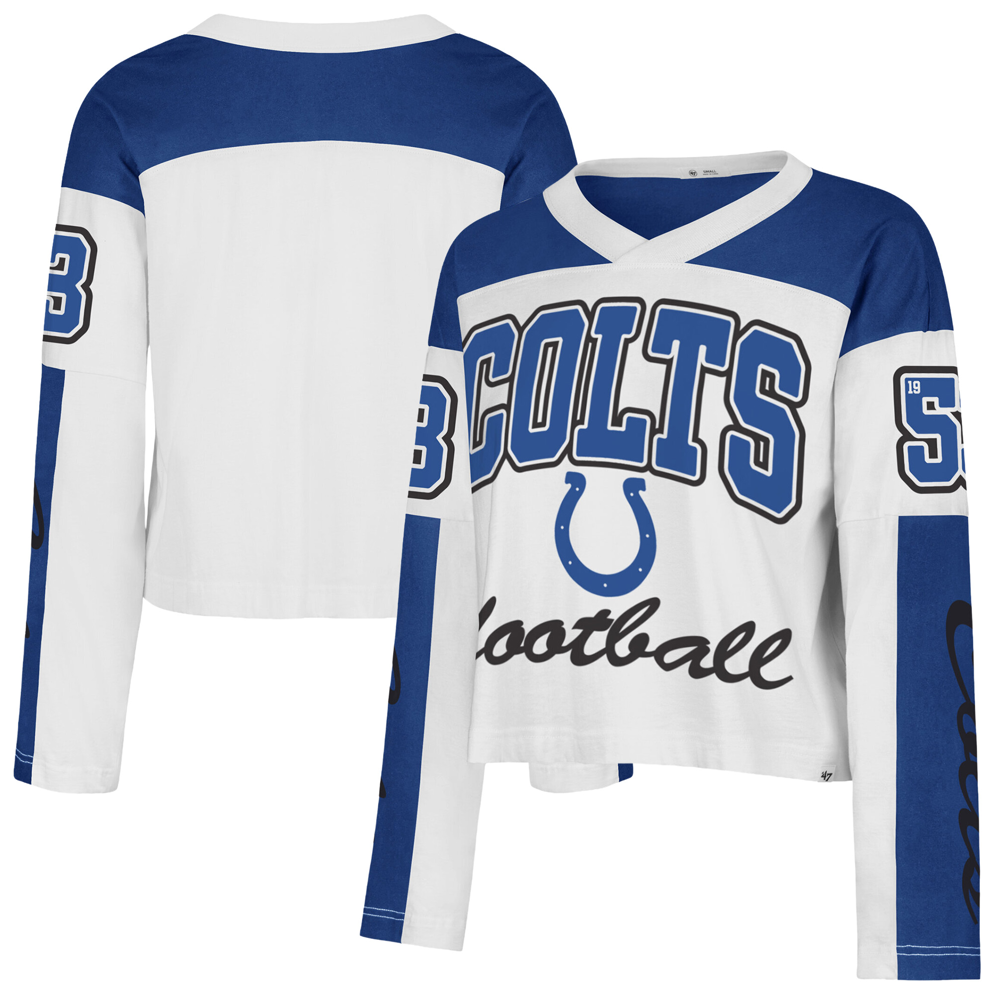 '47 Brand Women's White Indianapolis Colts Exclamation Metro V-Neck Long-Sleeve T-Shirt Jersey - White