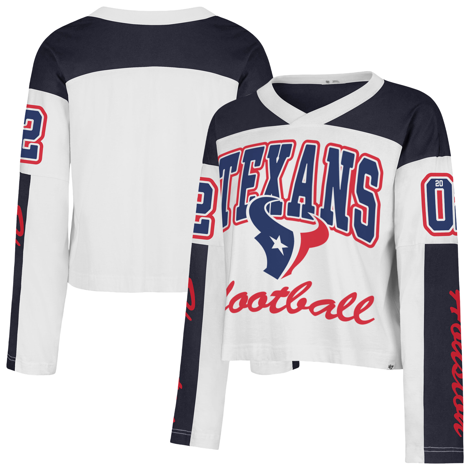 '47 Brand Women's White Houston Texans Exclamation Metro V-Neck Long-Sleeve Jersey - White