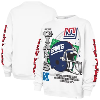 Women's '47 White New York Giants Thunderous Oversized Fleece Sweatshirt
