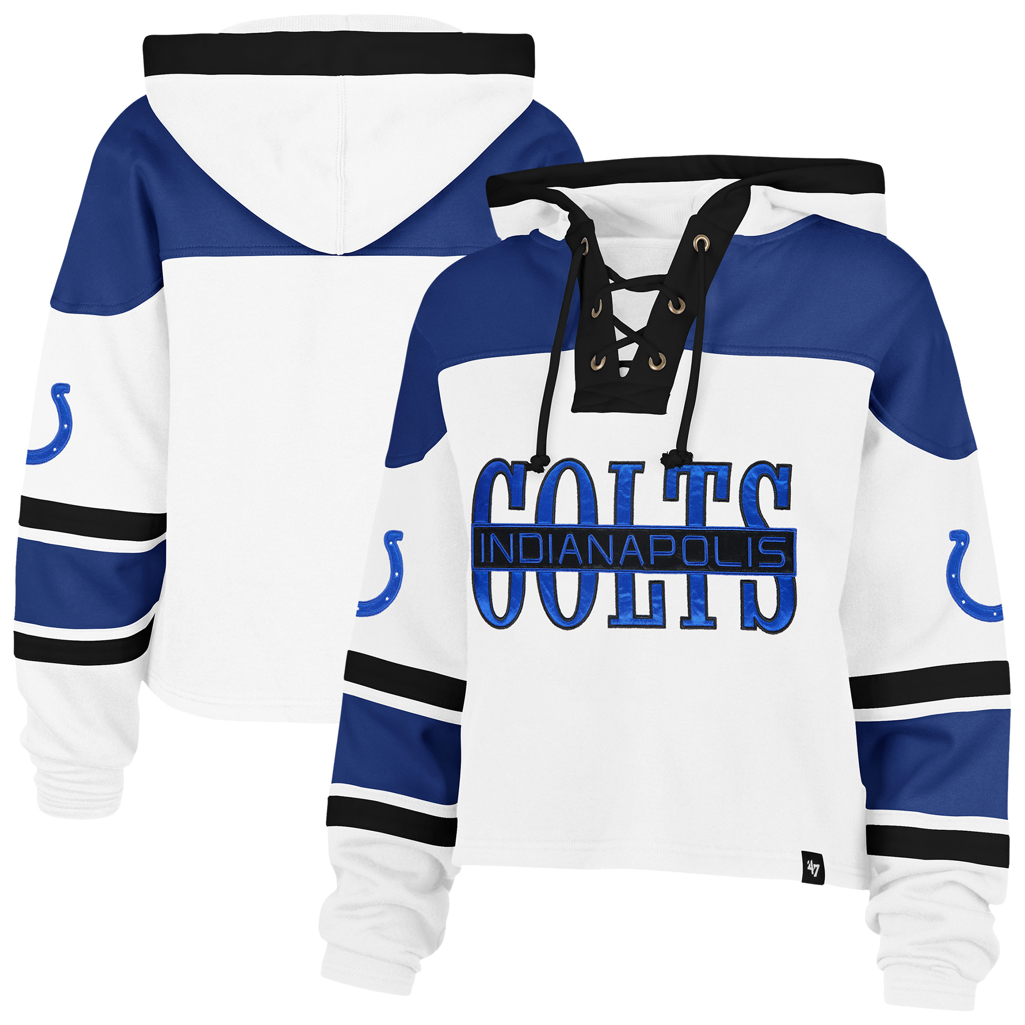 Women's '47 White Indianapolis Colts Cut Thru Superior Lacer Hoodie
