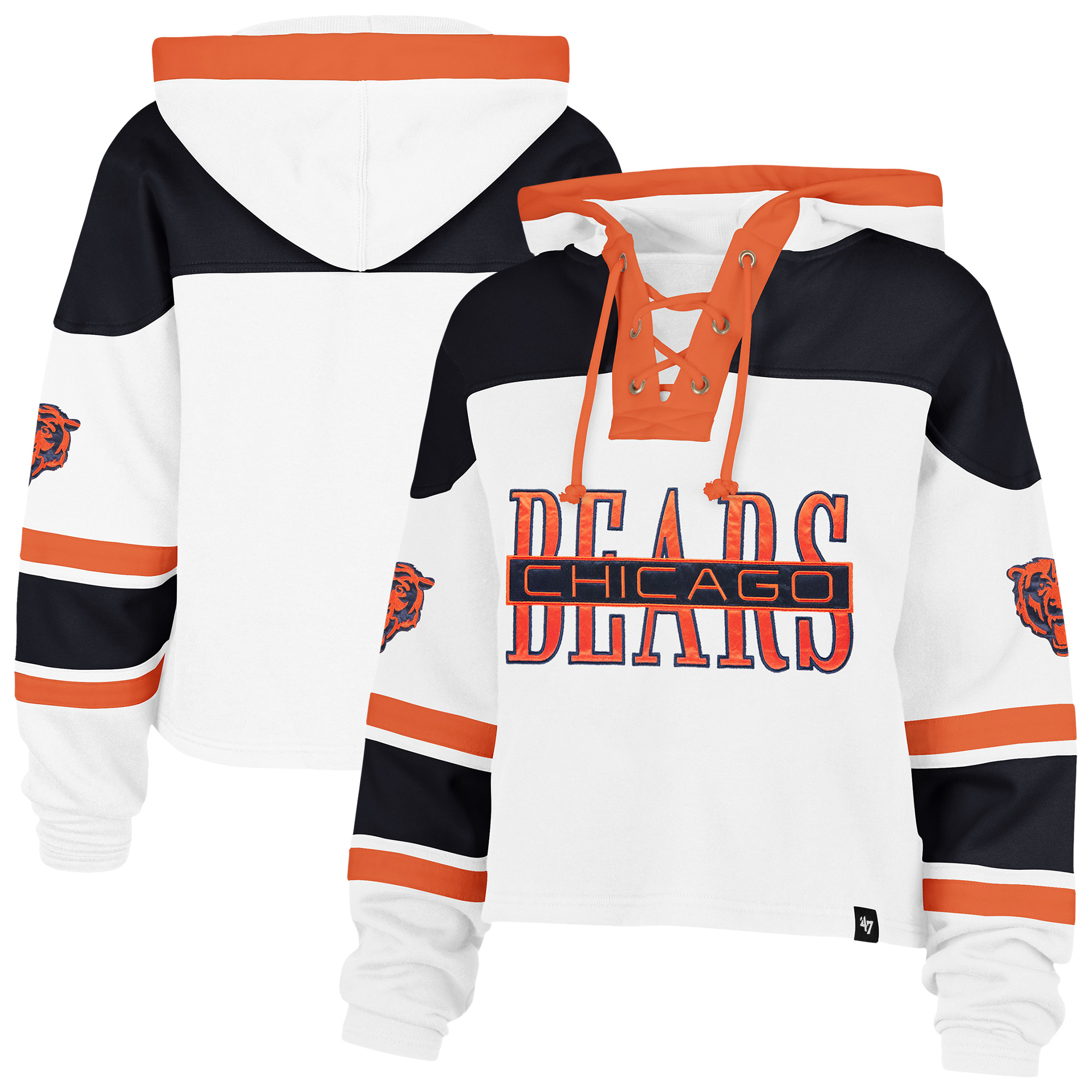 Women's '47 White Chicago Bears Cut Thru Superior Lacer Hoodie