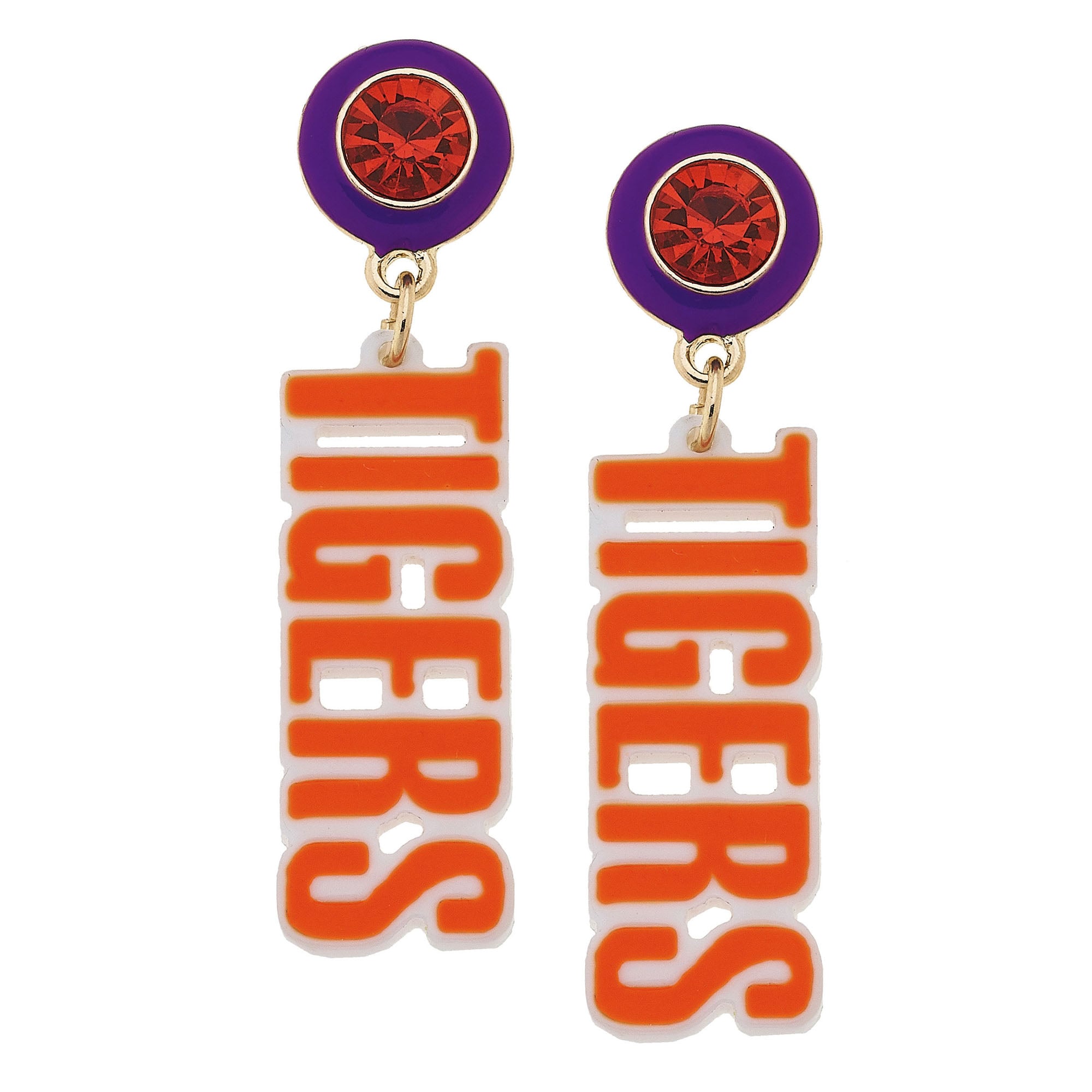 CANVAS Style Clemson Tigers Block Letter Earrings