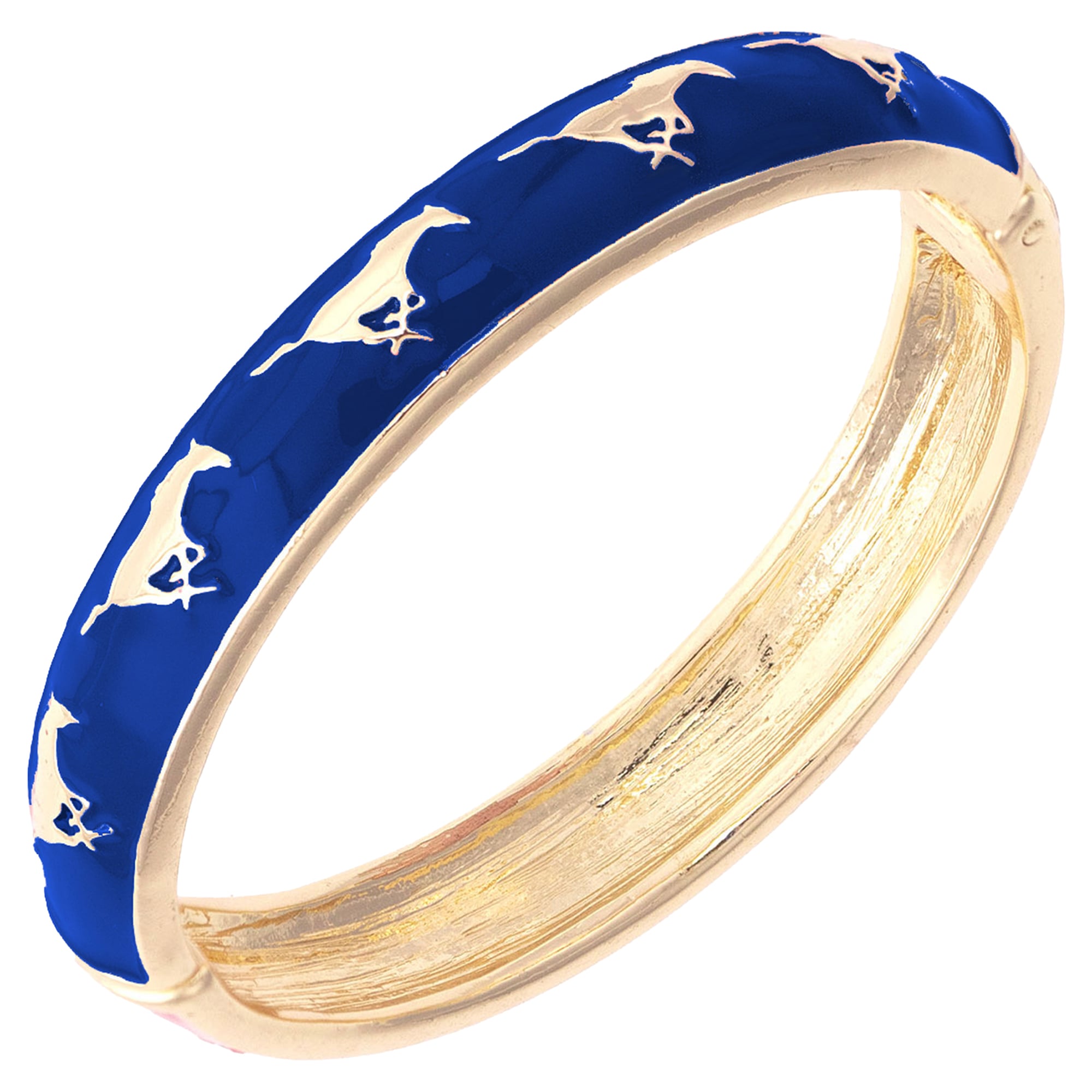 Women's CANVAS Style SMU Mustangs Enamel Logo Hinge Bangle