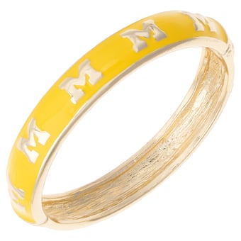 Women's CANVAS Style Michigan Wolverines Enamel Logo Hinge Bangle