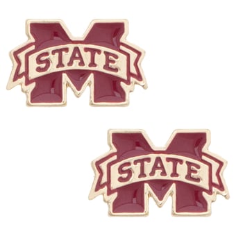 Women's CANVAS Style Mississippi State Bulldogs Logo Stud Earrings