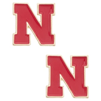 Women's CANVAS Style Nebraska Huskers Logo Stud Earrings