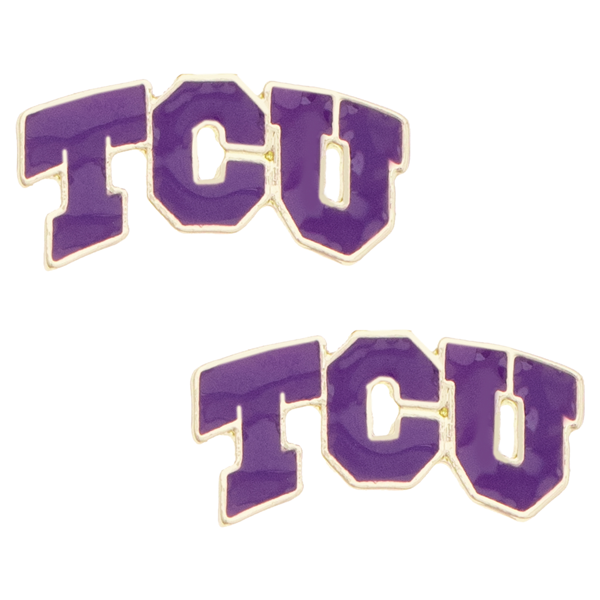 Women's CANVAS Style TCU Horned Frogs Logo Stud Earrings