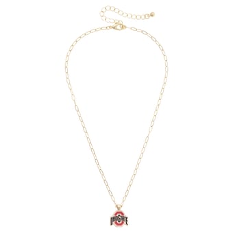 Women's CANVAS Style Ohio State Buckeyes 18K Gold-Plated Enamel Pendant Necklace