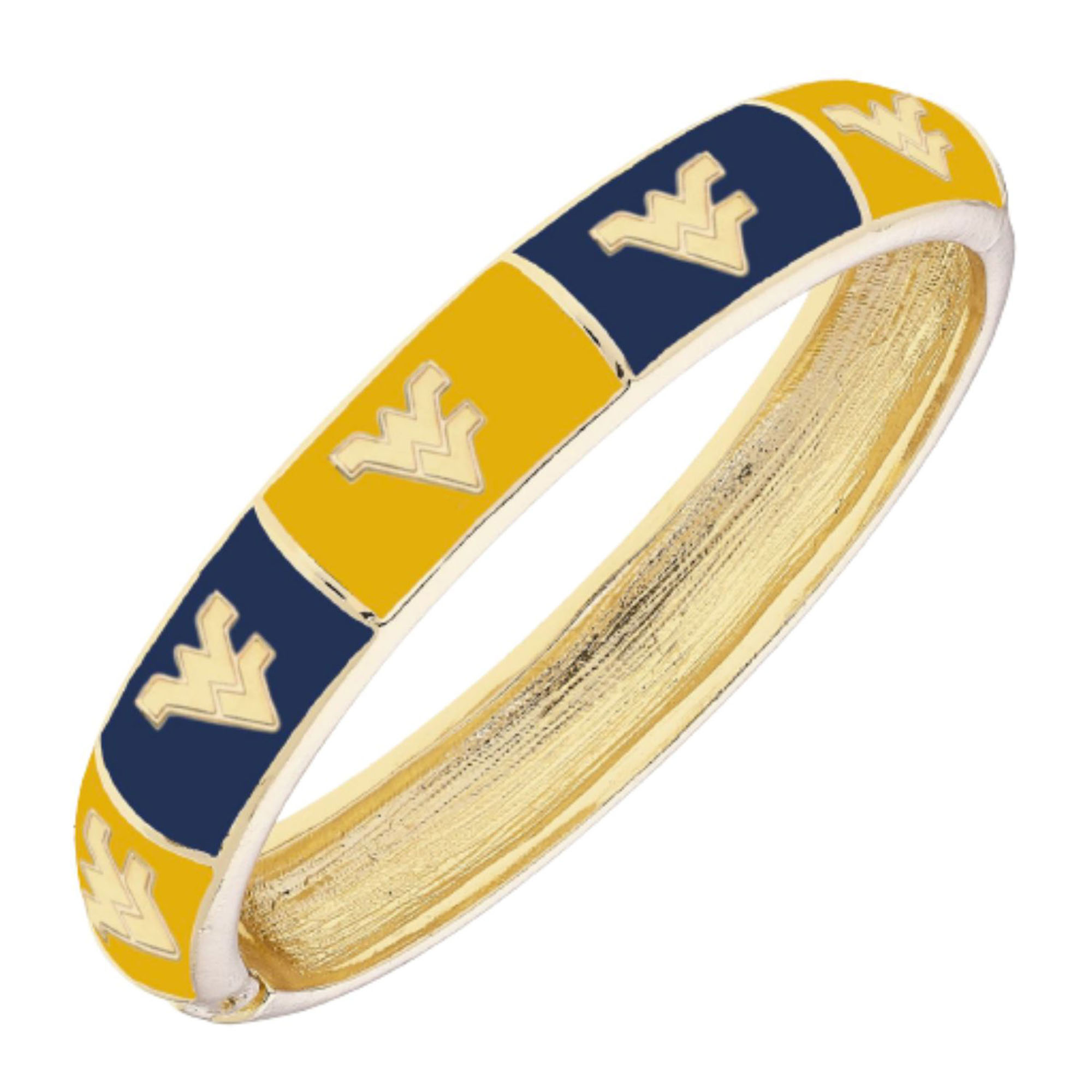 Women's CANVAS Style West Virginia Mountaineers Enamel Checkered Hinge Bangle