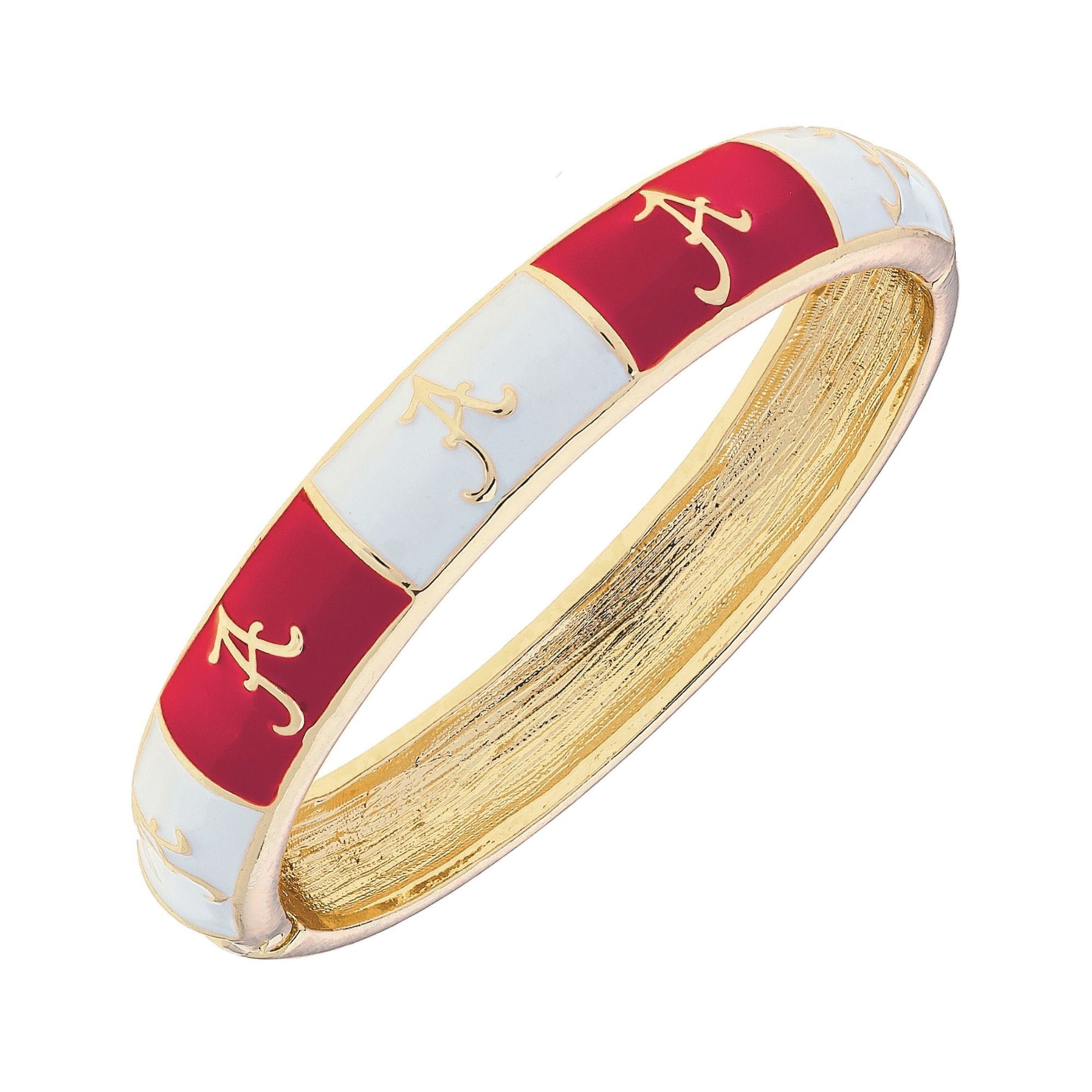 Women's CANVAS Style Alabama Crimson Tide Enamel Checkered Hinge Bangle