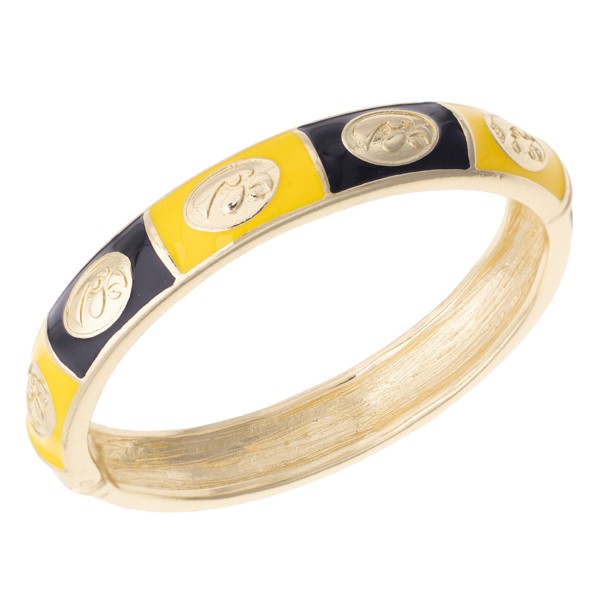 Women's CANVAS Style Iowa Hawkeyes Enamel Checkered Hinge Bangle