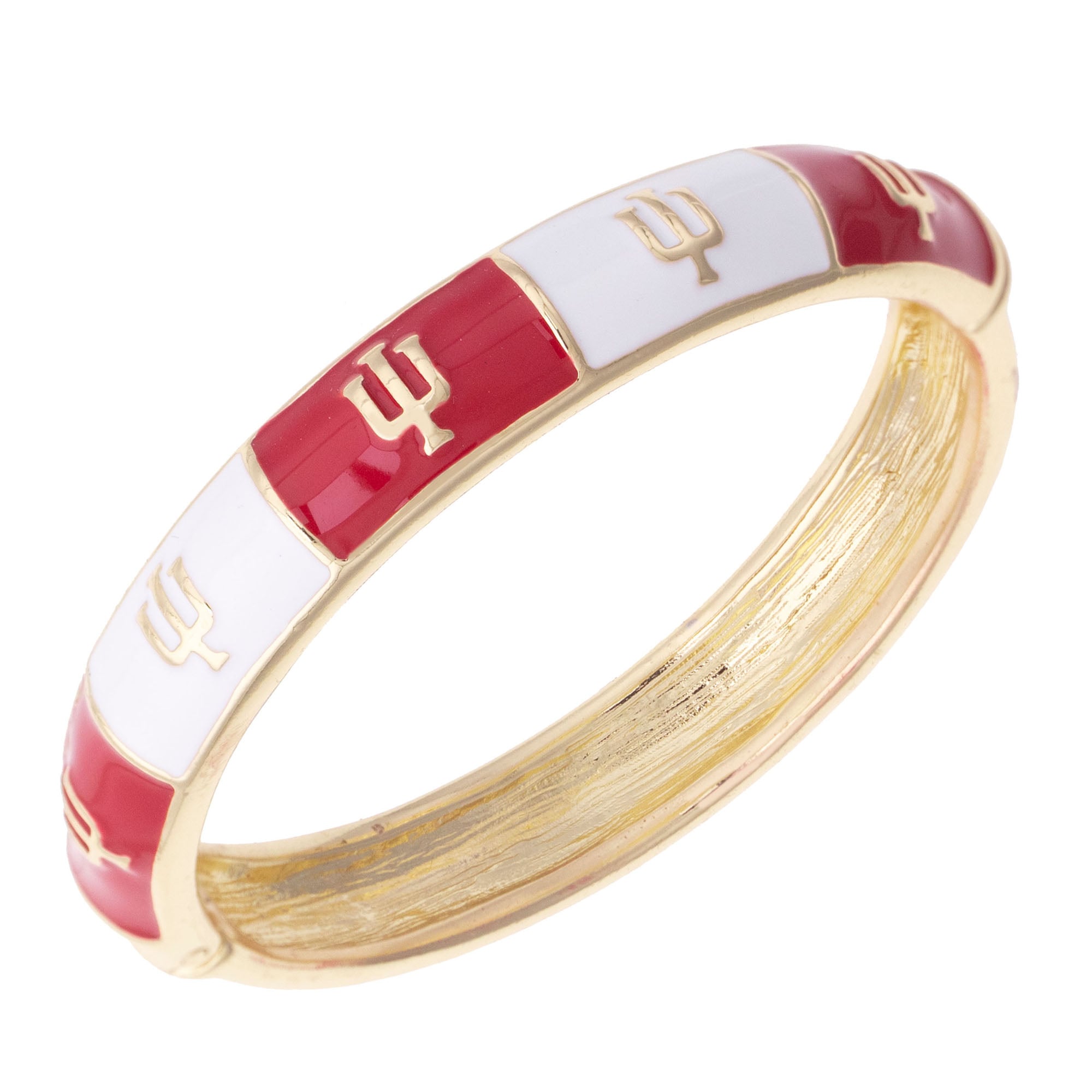Women's CANVAS Style Indiana Hoosiers Enamel Checkered Hinge Bangle