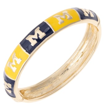 Women's CANVAS Style Michigan Wolverines Enamel Checkered Hinge Bangle
