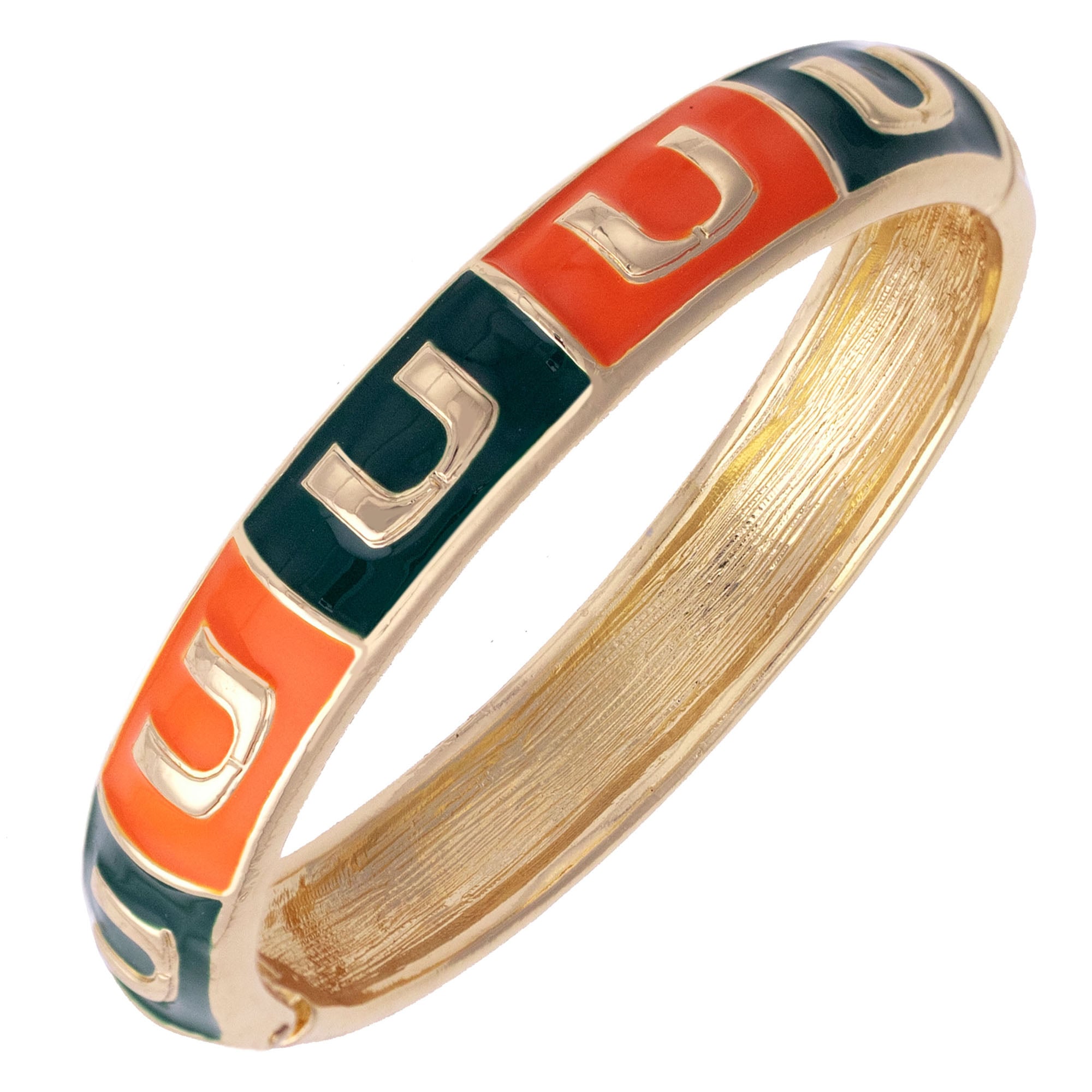 Women's CANVAS Style Miami Hurricanes Enamel Checkered Hinge Bangle