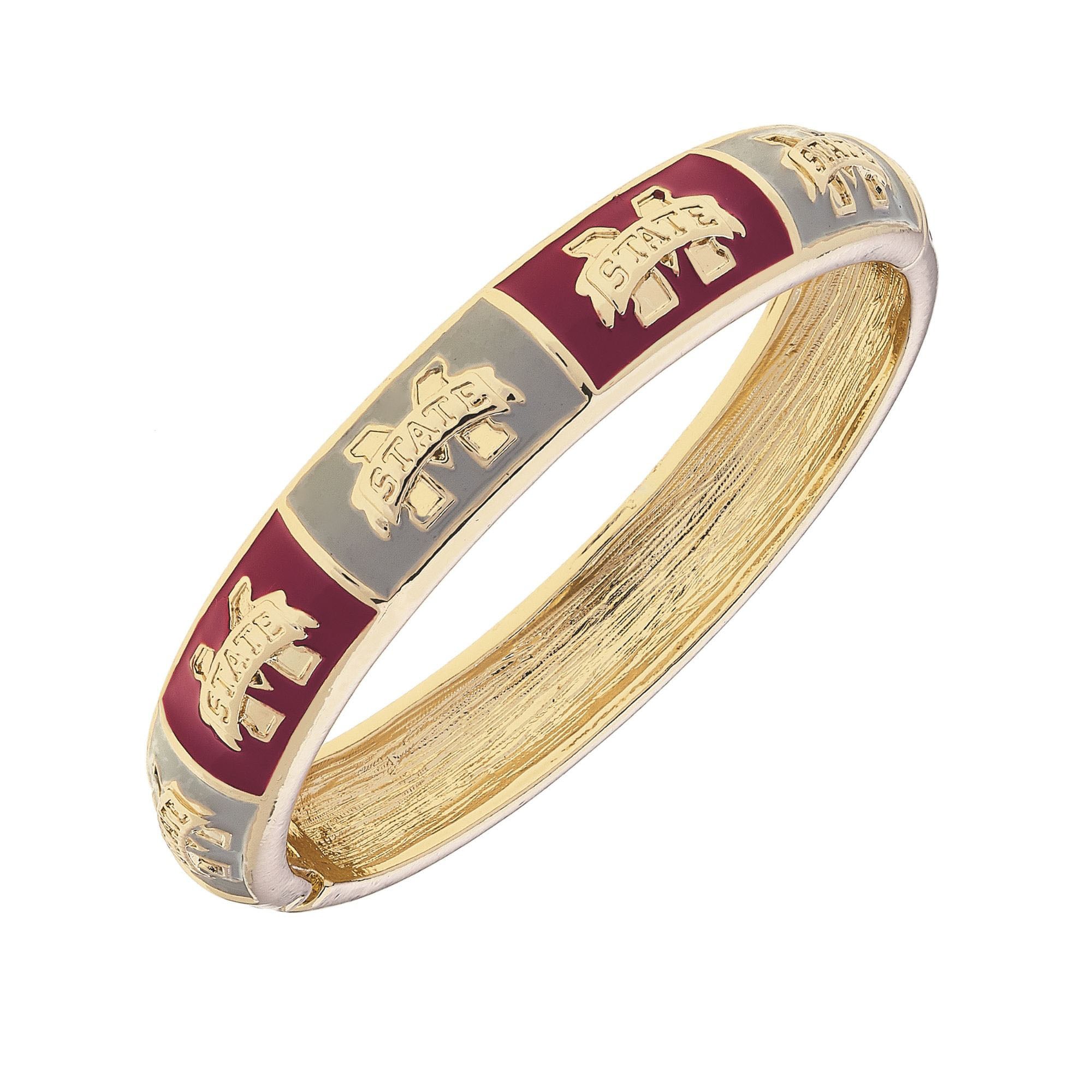 Women's CANVAS Style Mississippi State Bulldogs Enamel Checkered Hinge Bangle