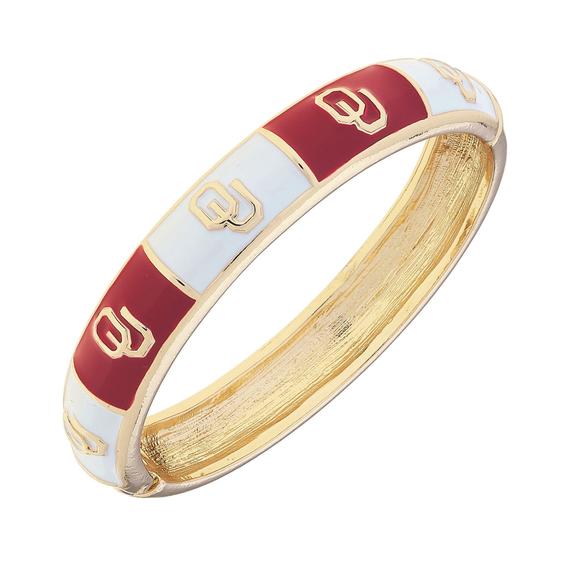 Women's CANVAS Style Oklahoma Sooners Enamel Checkered Hinge Bangle