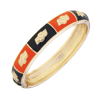Women's CANVAS Style Oklahoma State Cowboys Enamel Checkered Hinge Bangle