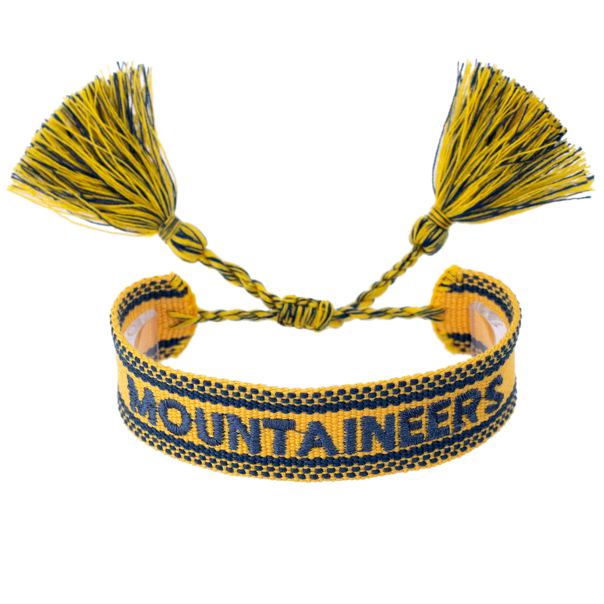 Women's CANVAS Style West Virginia Mountaineers Woven Fabric Tassel Bracelet