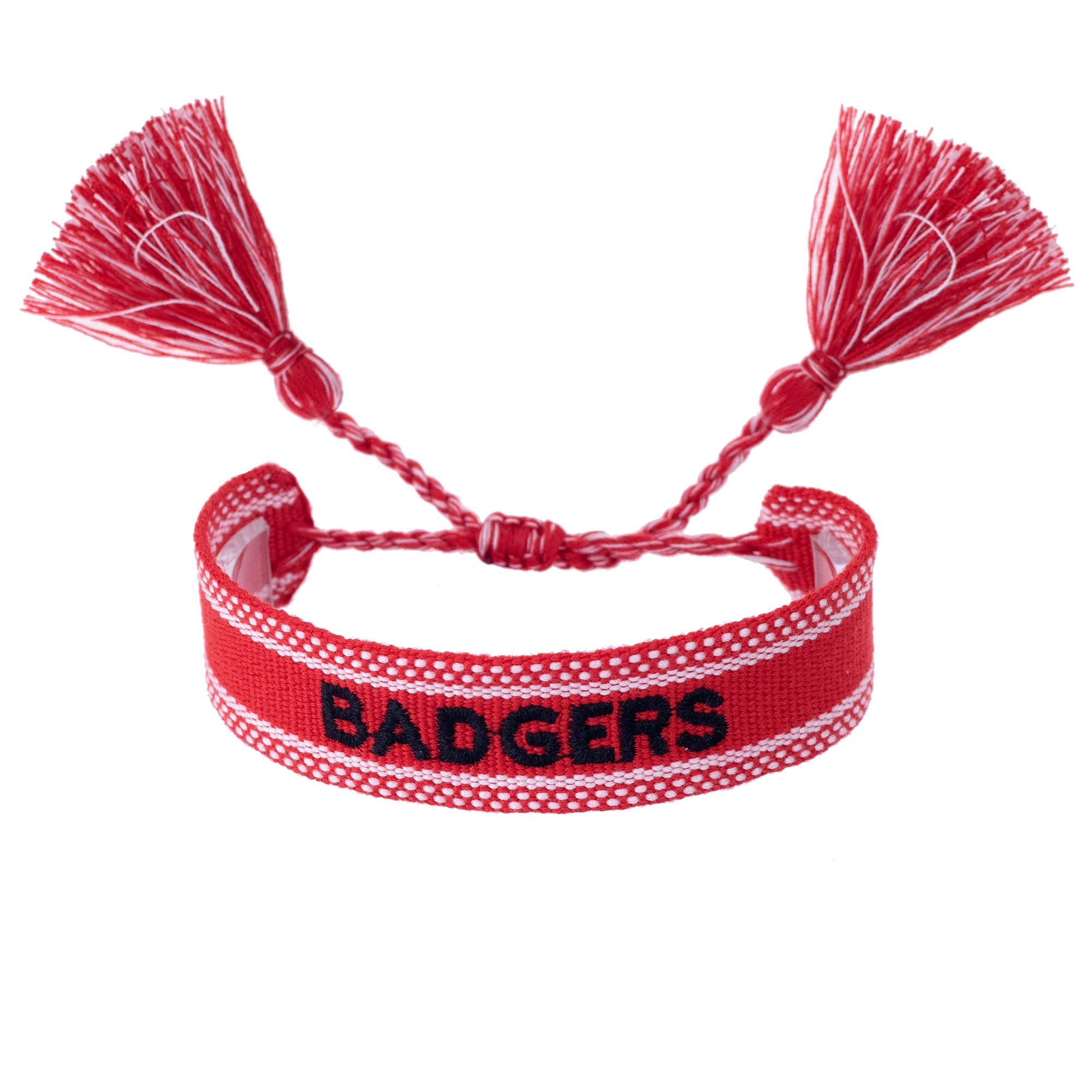 Women's CANVAS Style Wisconsin Badgers Woven Fabric Tassel Bracelet