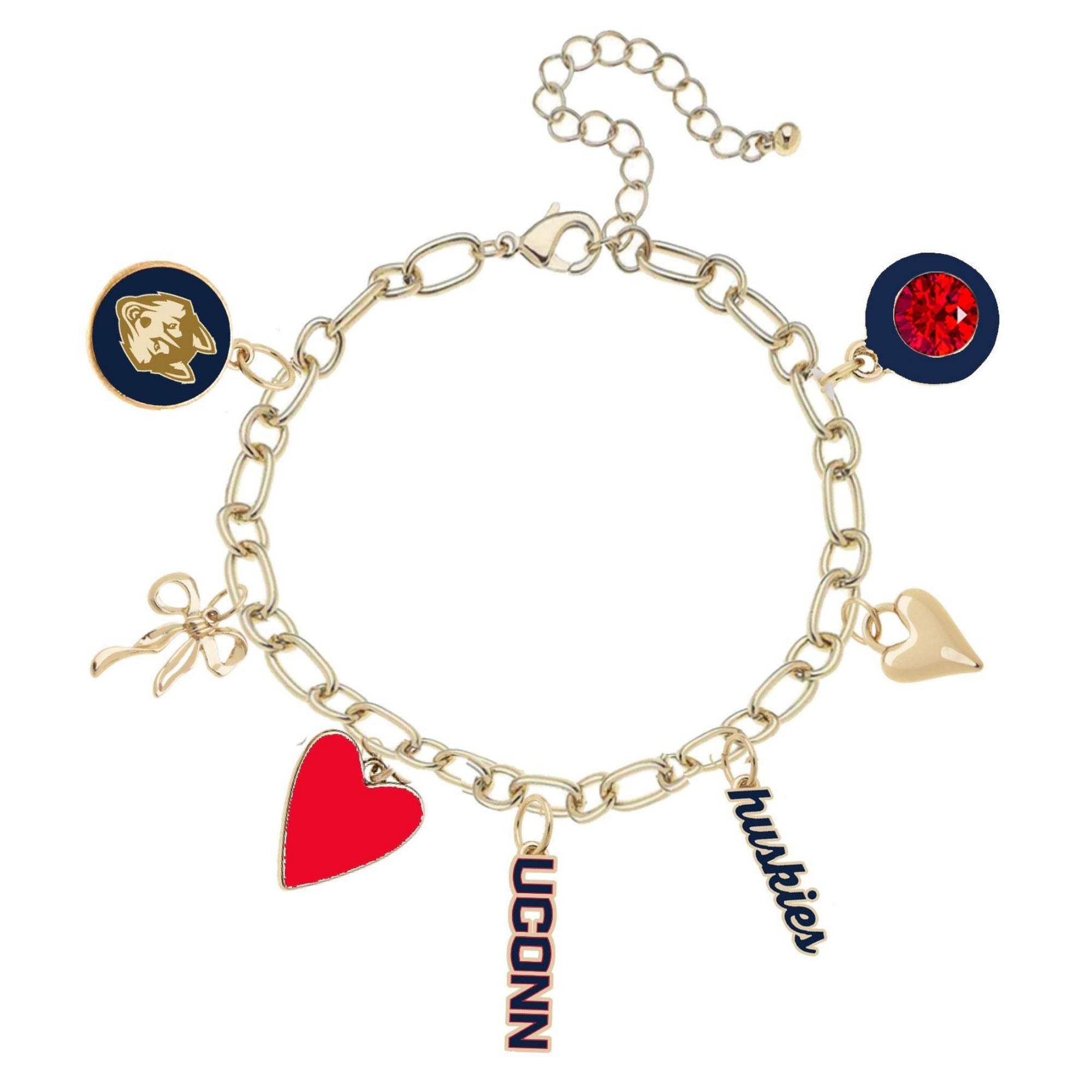 Women's CANVAS Style UConn Huskies 18K Gold-Plated Chain Link Charm Bracelet