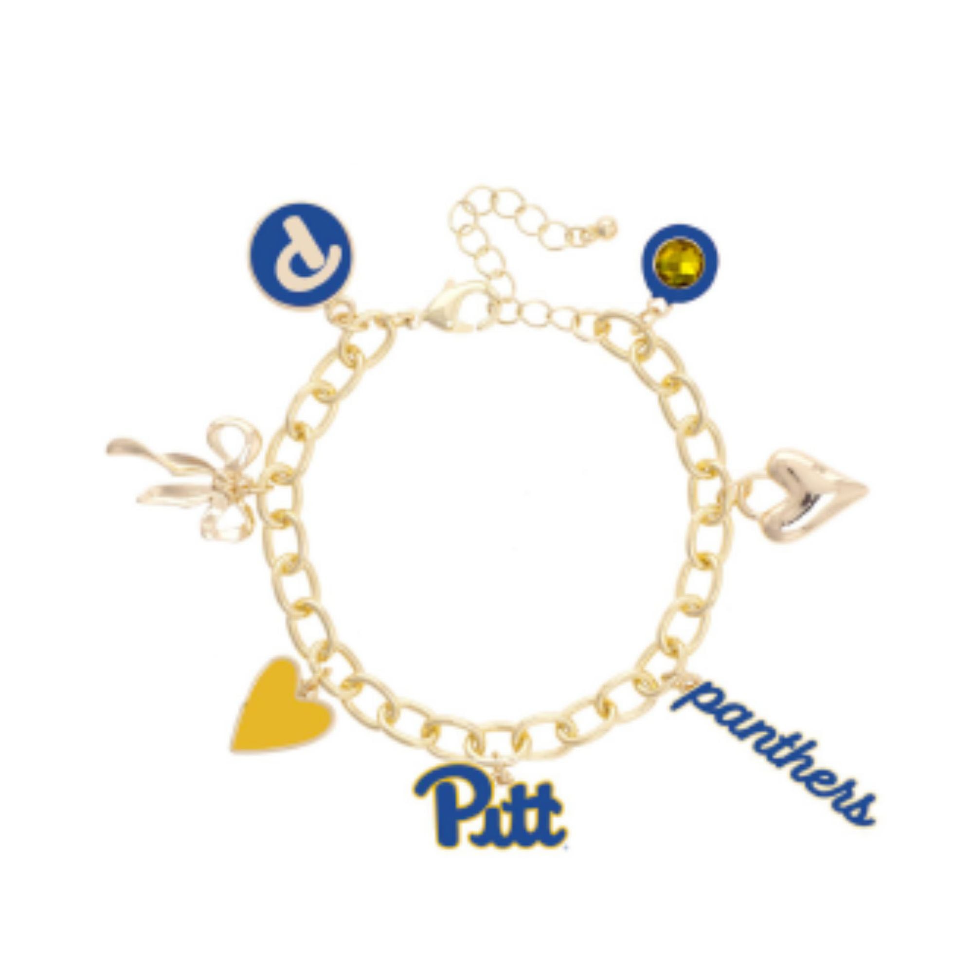 Women's CANVAS Style Pitt Panthers 18K Gold-Plated Chain Link Charm Bracelet