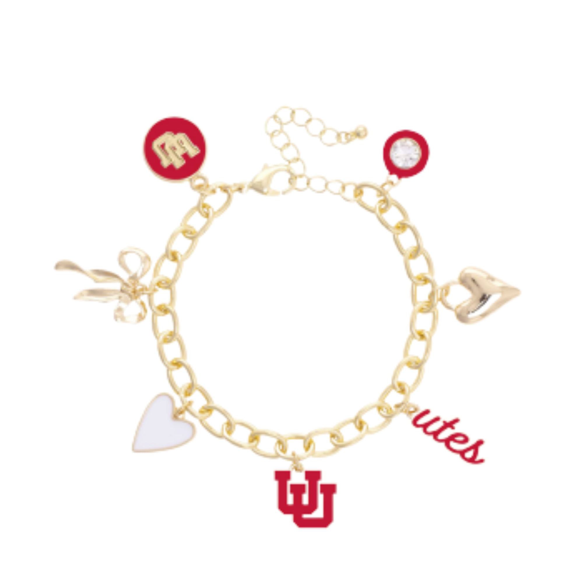 Women's CANVAS Style Utah Utes 18K Gold-Plated Chain Link Charm Bracelet