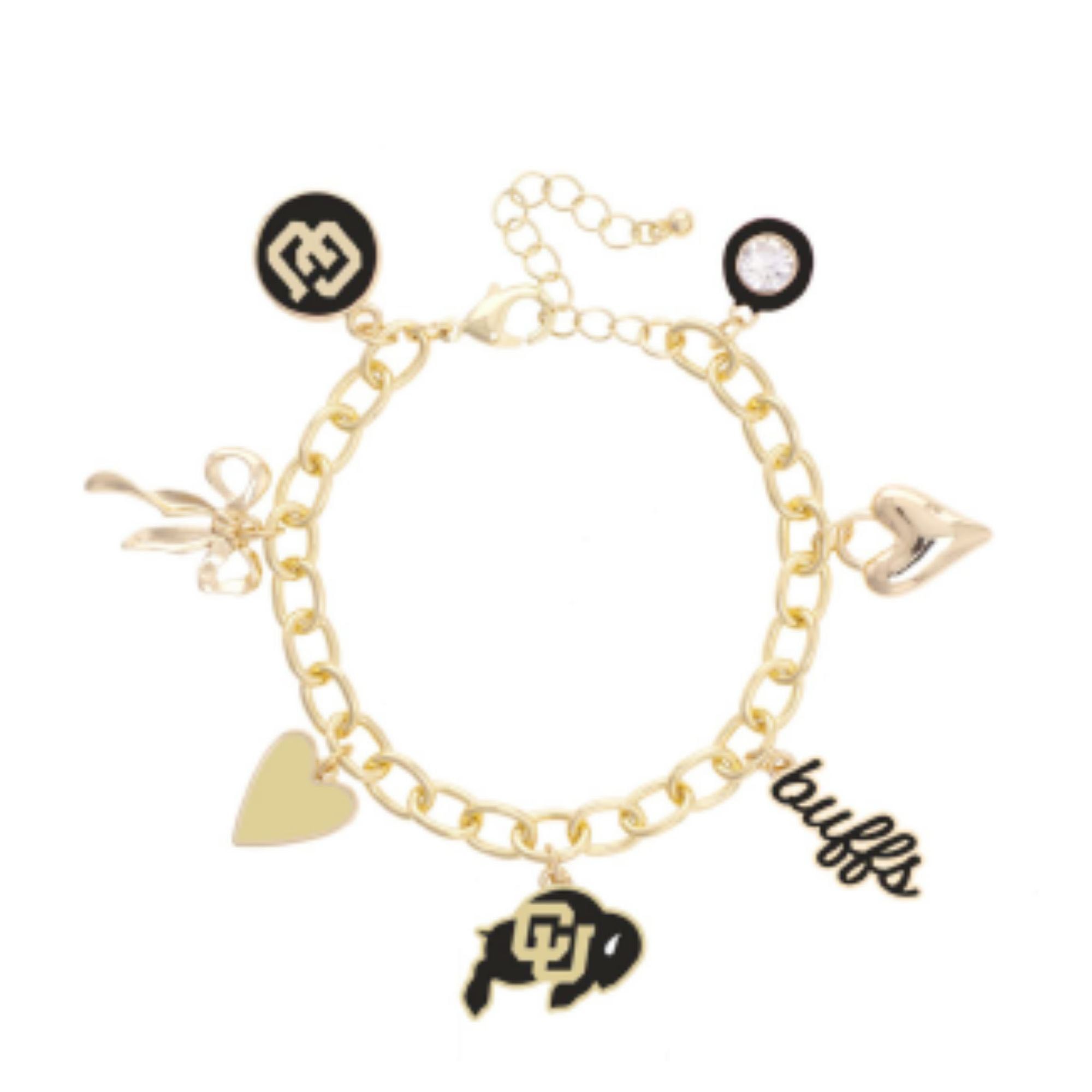Women's CANVAS Style Colorado Buffaloes 18K Gold-Plated Chain Link Charm Bracelet
