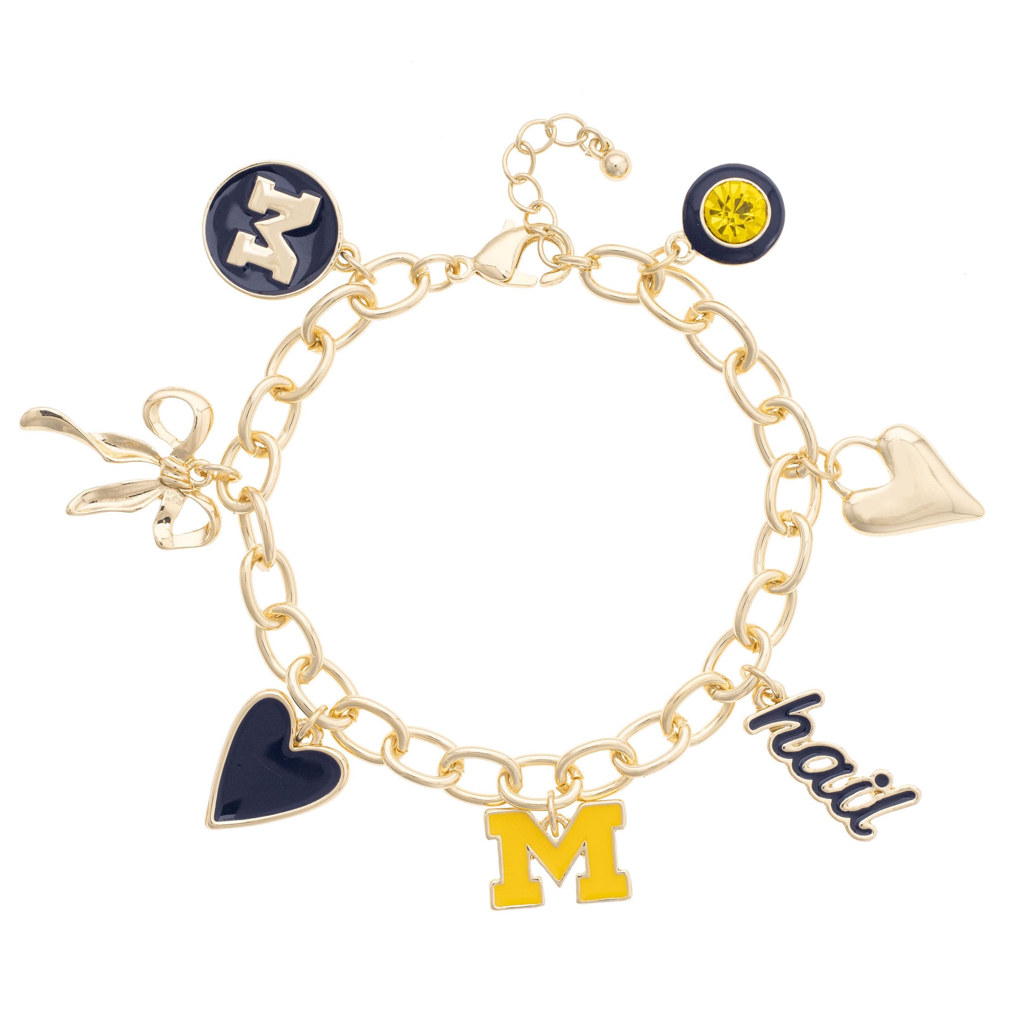 Women's CANVAS Style Michigan Wolverines 18K Gold-Plated Chain Link Charm Bracelet