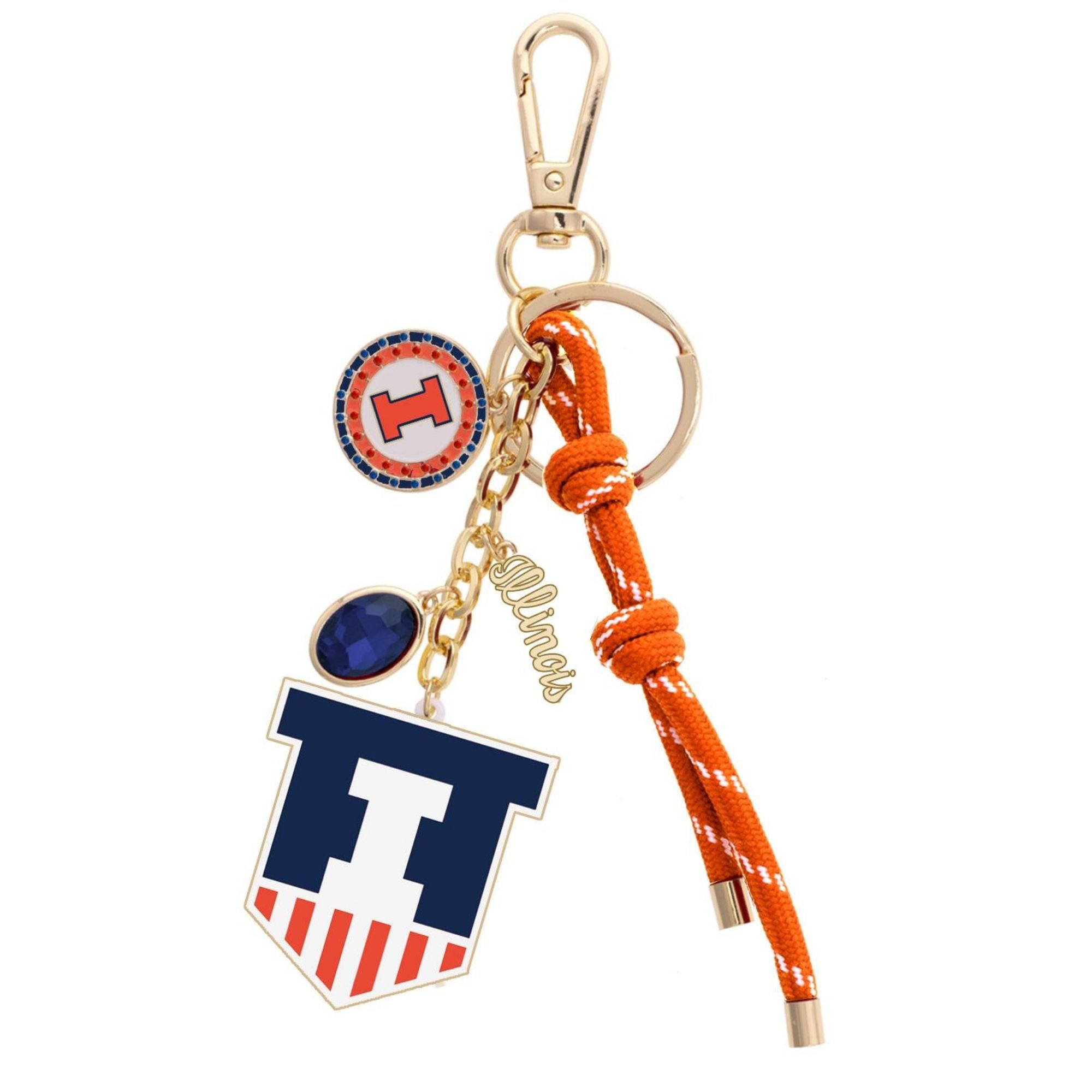 Women's CANVAS Style Illinois Fighting Illini 18K Gold-Plated Cluster Bag Charm