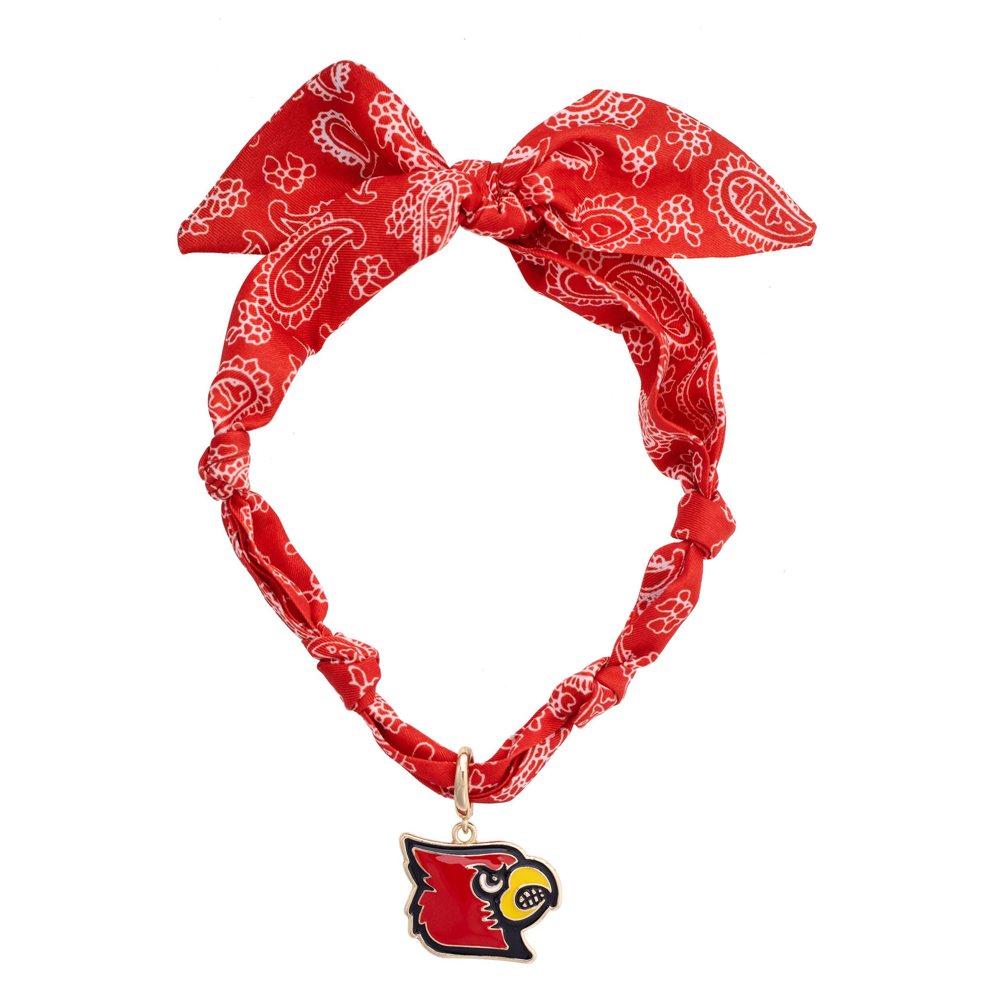 Women's CANVAS Style Louisville Cardinals Bandana Scarf Necklace with 18K Gold-Plated Pendant