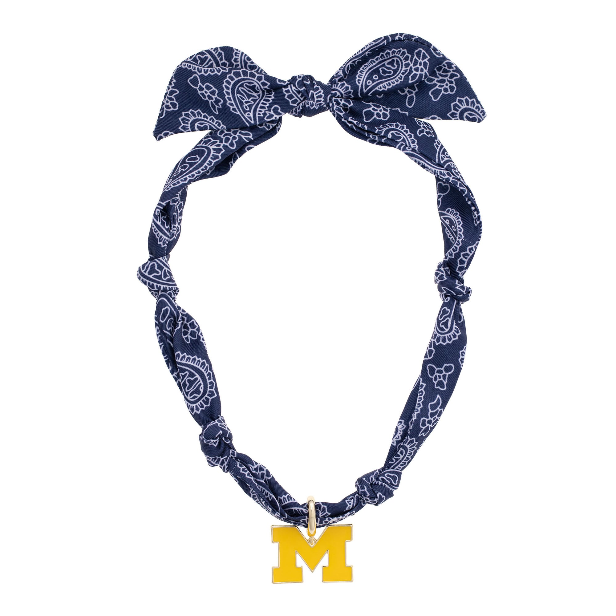 Women's CANVAS Style Michigan Wolverines Bandana Scarf Necklace with 18K Gold-Plated Pendant