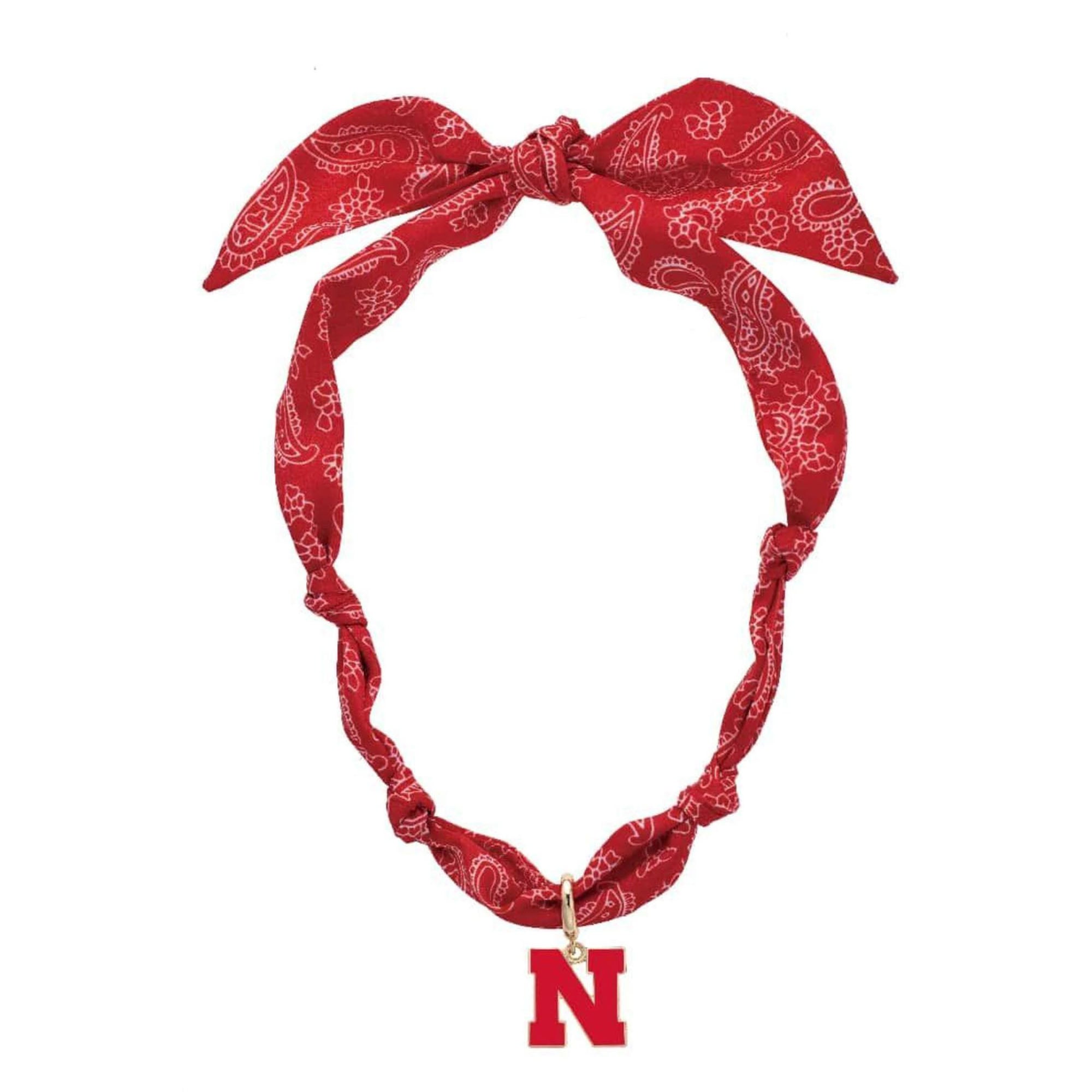Women's CANVAS Style Nebraska Huskers Bandana Scarf Necklace with 18K Gold-Plated Pendant