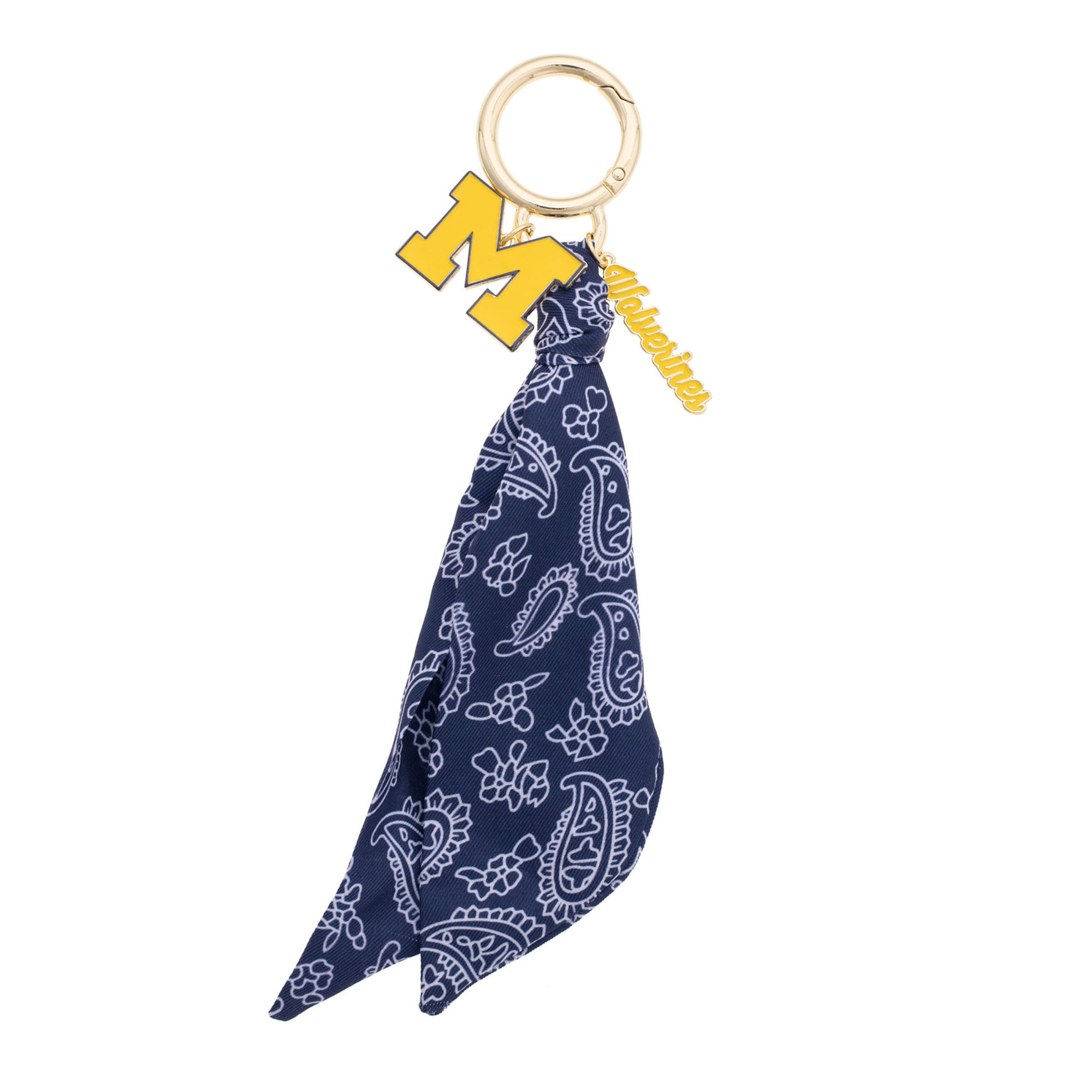 Women's CANVAS Style Michigan Wolverines 18K Gold-Plated Logo Bandana Scarf Bag Charm