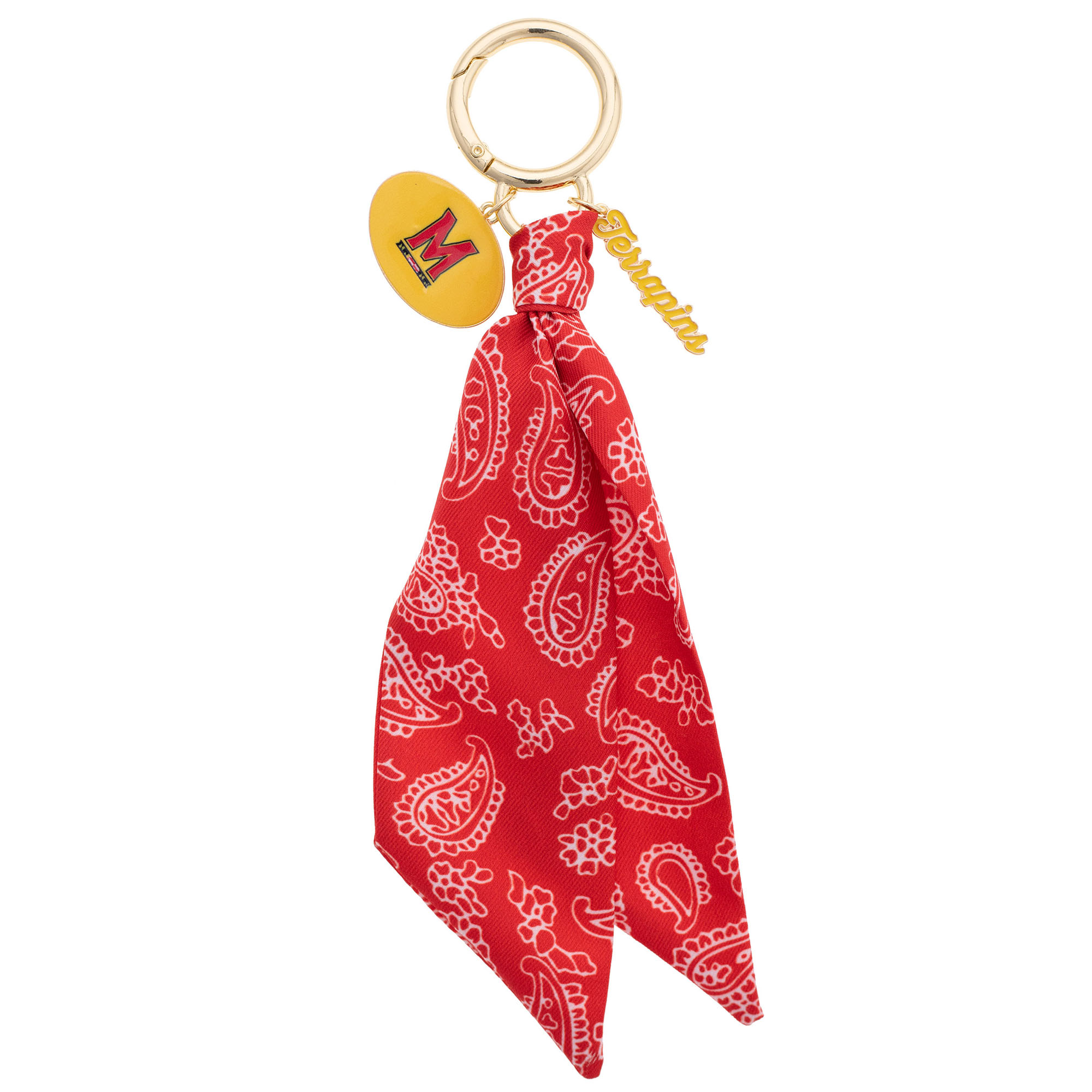 Women's CANVAS Style Maryland Terrapins 18K Gold-Plated Logo Bandana Scarf Bag Charm