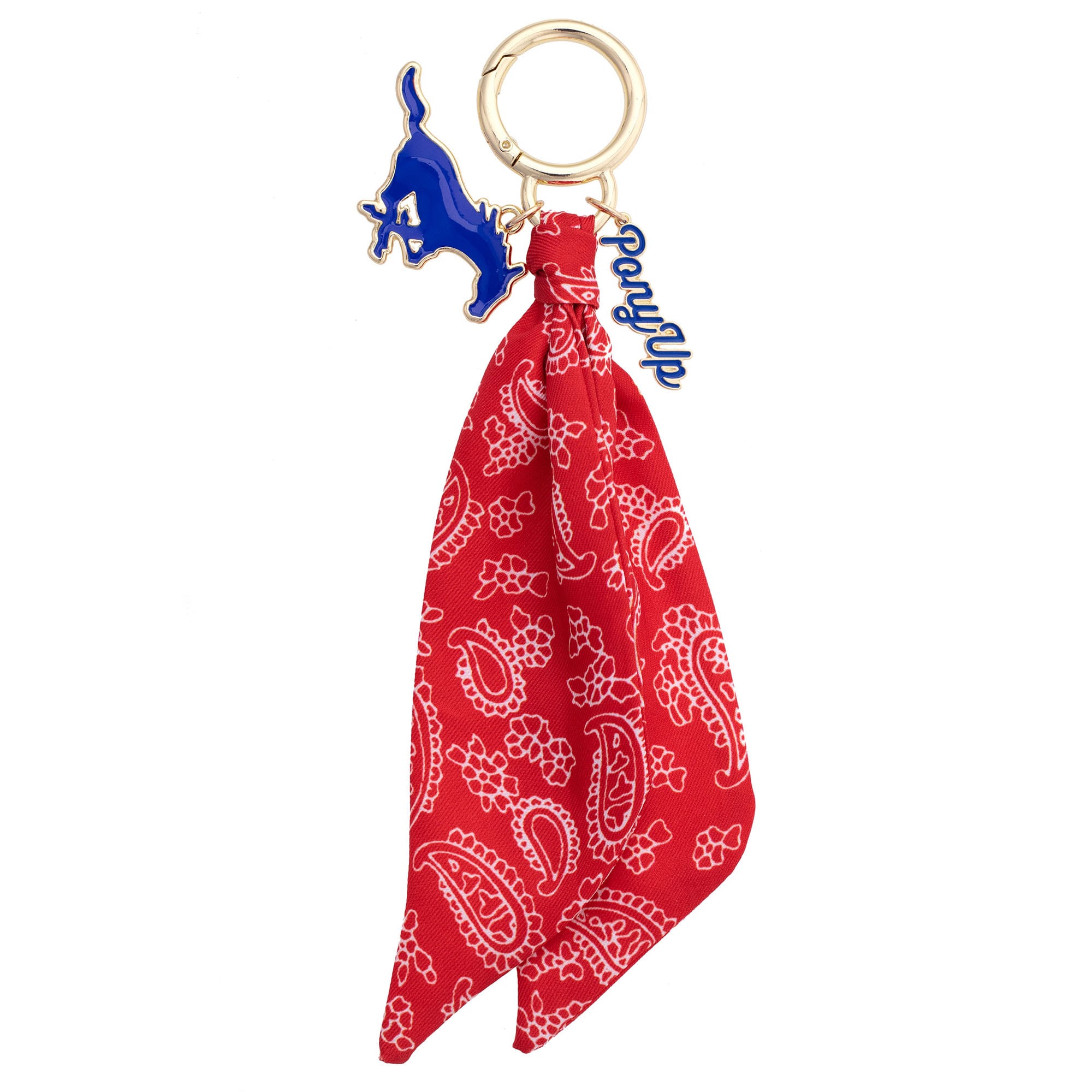 Women's CANVAS Style SMU Mustangs 18K Gold-Plated Logo Bandana Scarf Bag Charm
