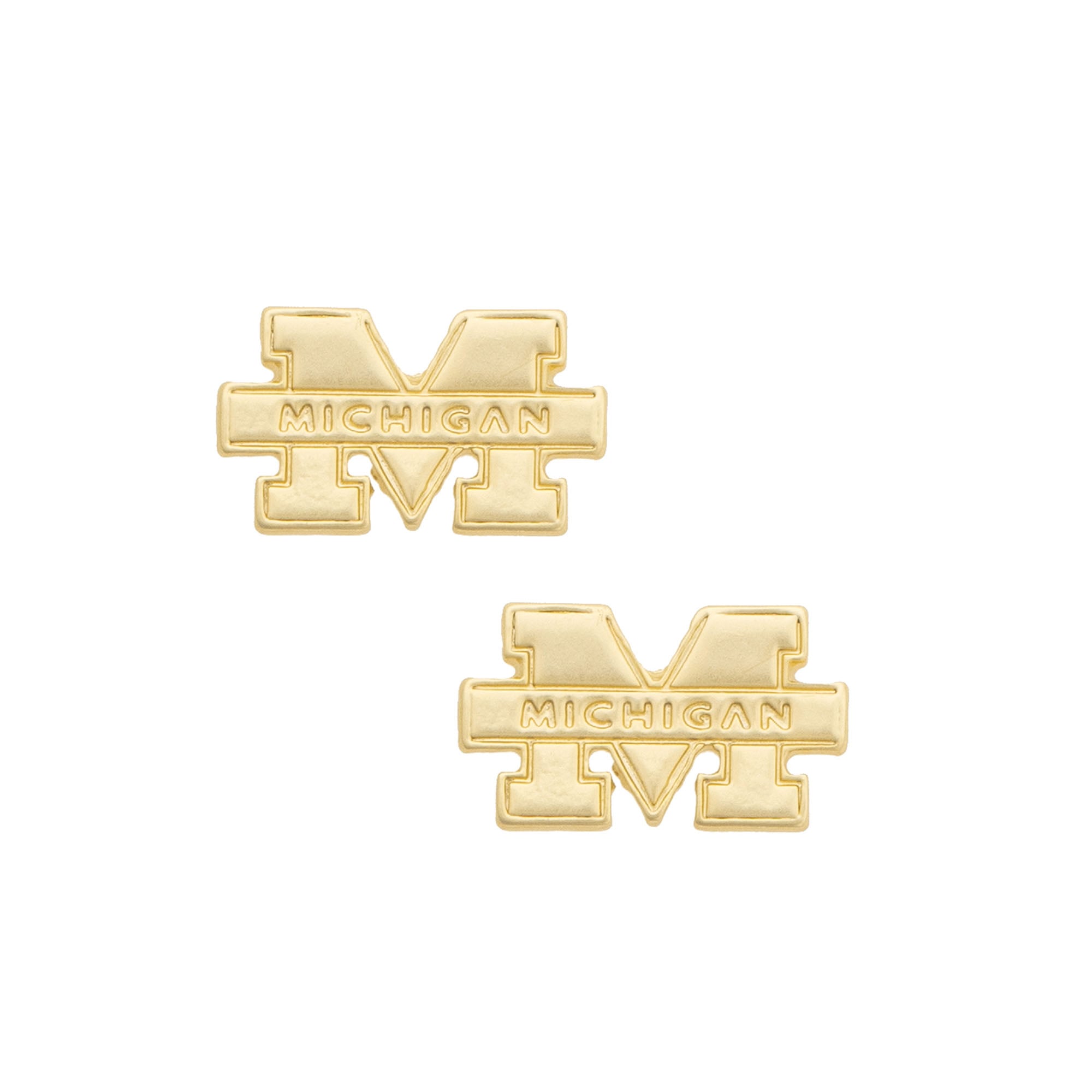 Women's CANVAS Style Michigan Wolverines 24K Gold-Plated Stamped Earrings